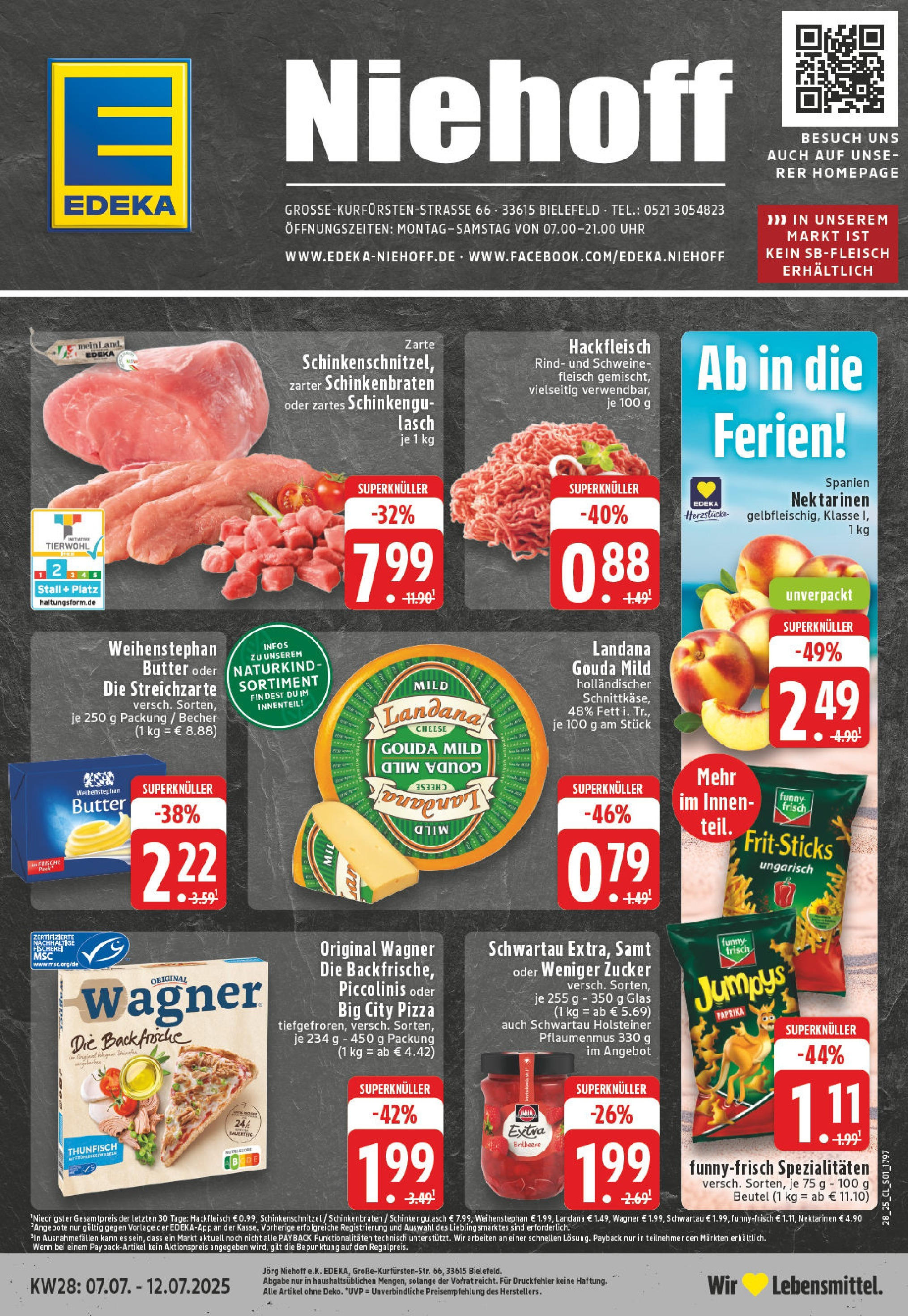 Edeka prospekt Bielefeld	 (ab 06.07.2025) » Angebote Online | Seite: 1 | Produkte: Butter, Pizza, Fleisch, Uhr