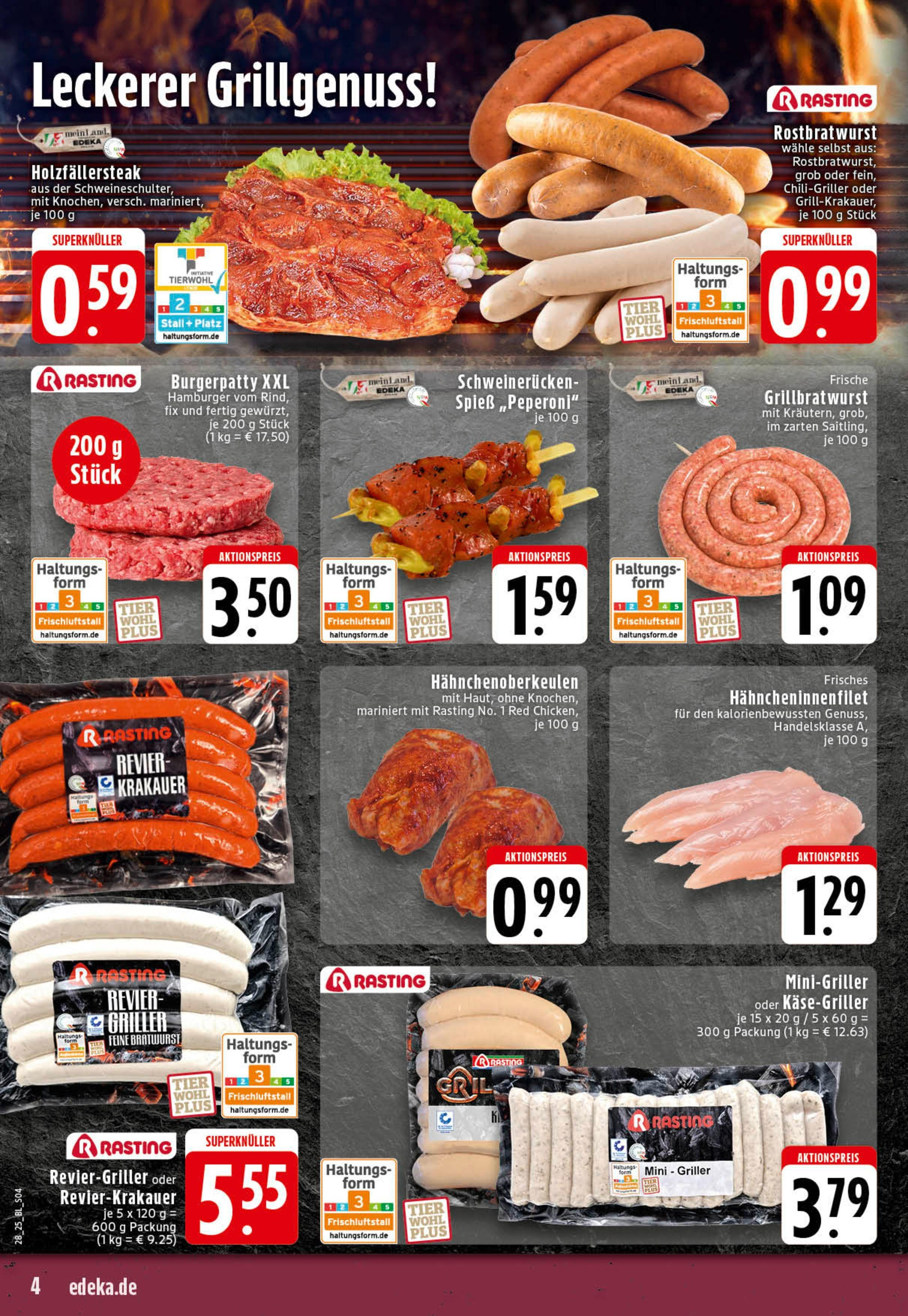 Edeka prospekt Stolberg	 (ab 06.07.2025) » Angebote Online | Seite: 4 | Produkte: Bratwurst, Burger, Schweinerucken, Griller