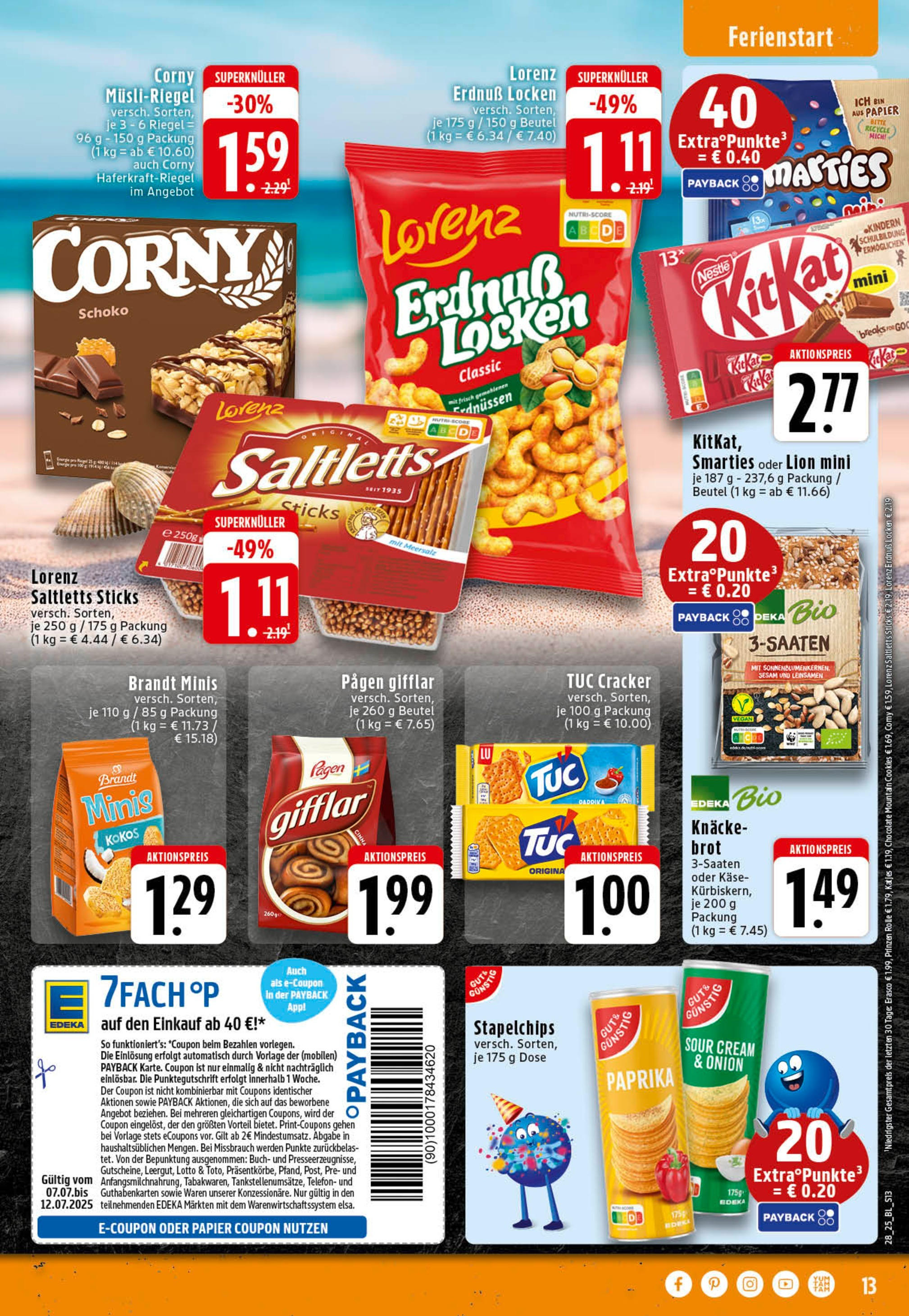 Edeka prospekt Stolberg	 (ab 06.07.2025) » Angebote Online | Seite: 13 | Produkte: Smarties, Paprika, Erasco, Chips