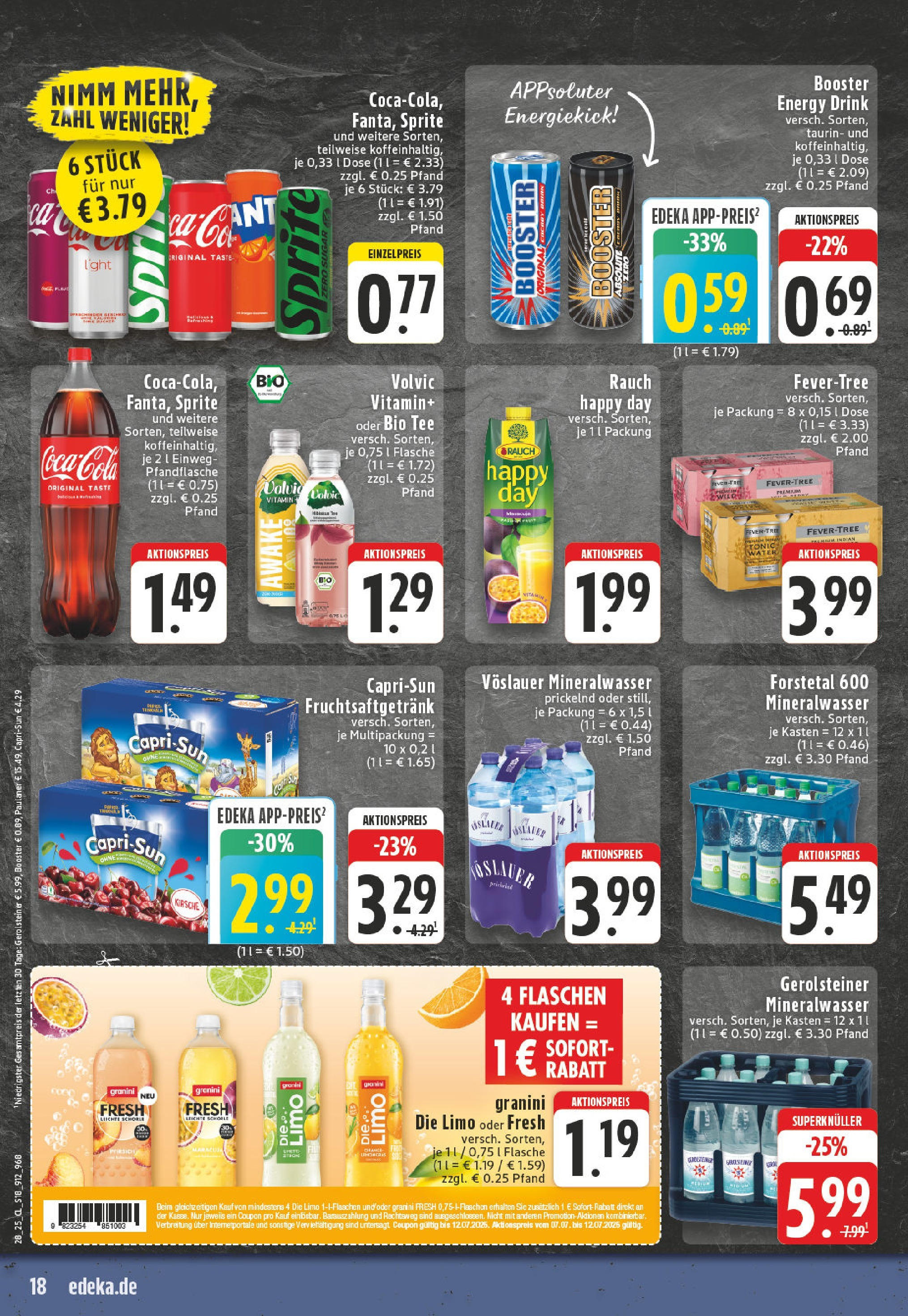 Edeka prospekt Beckum	 (ab 06.07.2025) » Angebote Online | Seite: 18 | Produkte: Sprite, Granini, Granini die limo, Volvic
