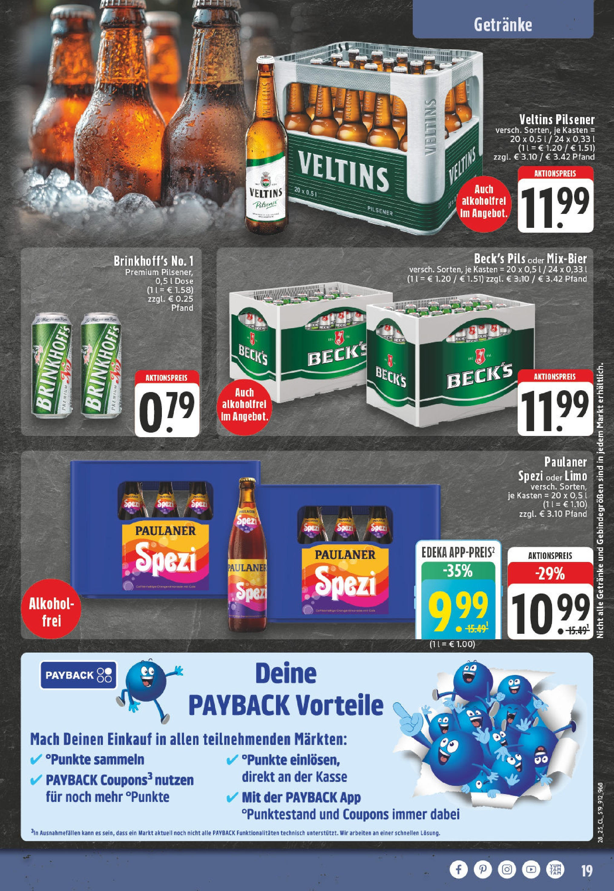 Edeka prospekt Beckum	 (ab 06.07.2025) » Angebote Online | Seite: 19 | Produkte: Paulaner spezi, Pils, Paulaner, Veltins
