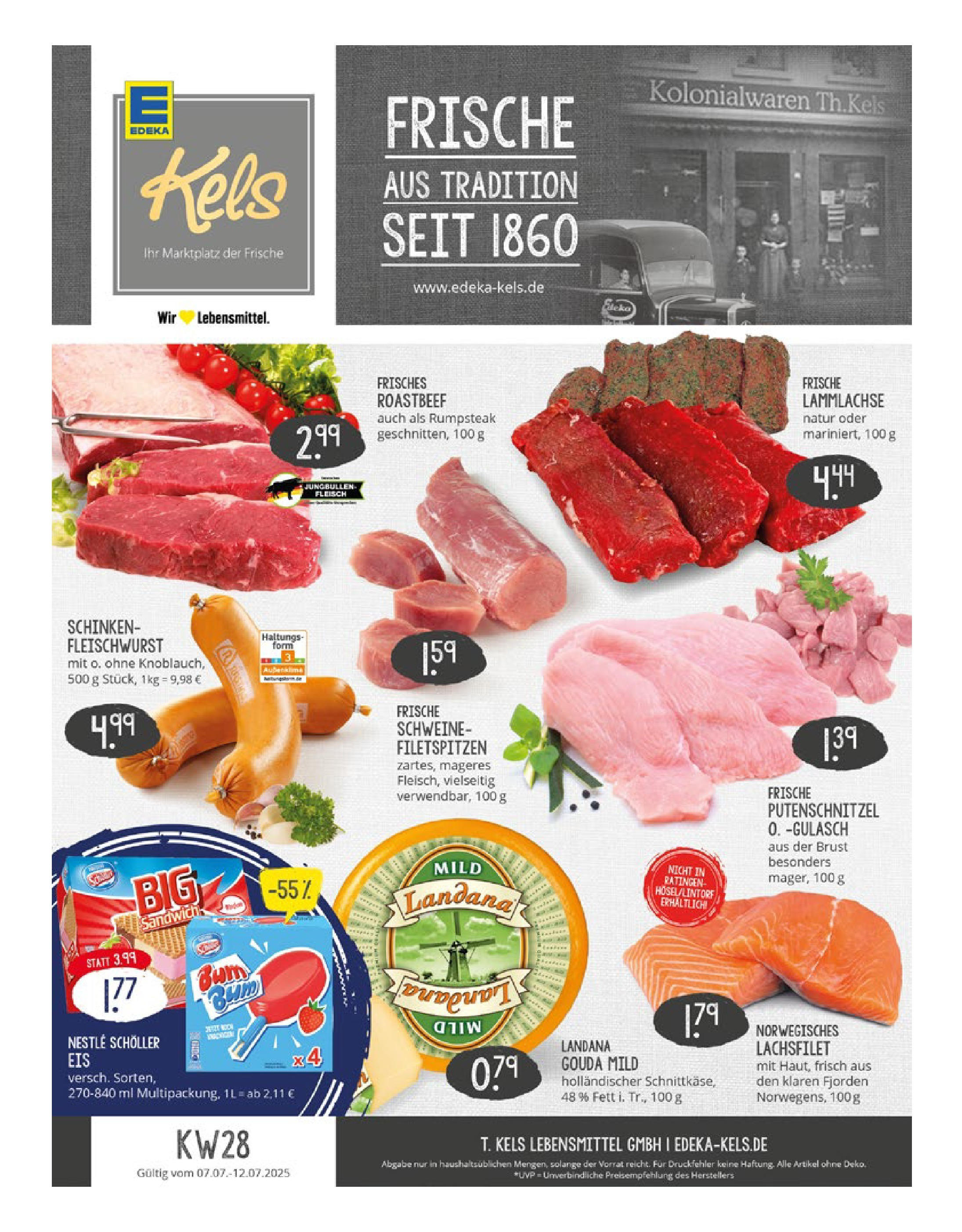 Edeka prospekt Ratingen-Hösel	 (ab 06.07.2025) » Angebote Online | Seite: 1 | Produkte: Gouda, Gulasch, Putenschnitzel, Eis