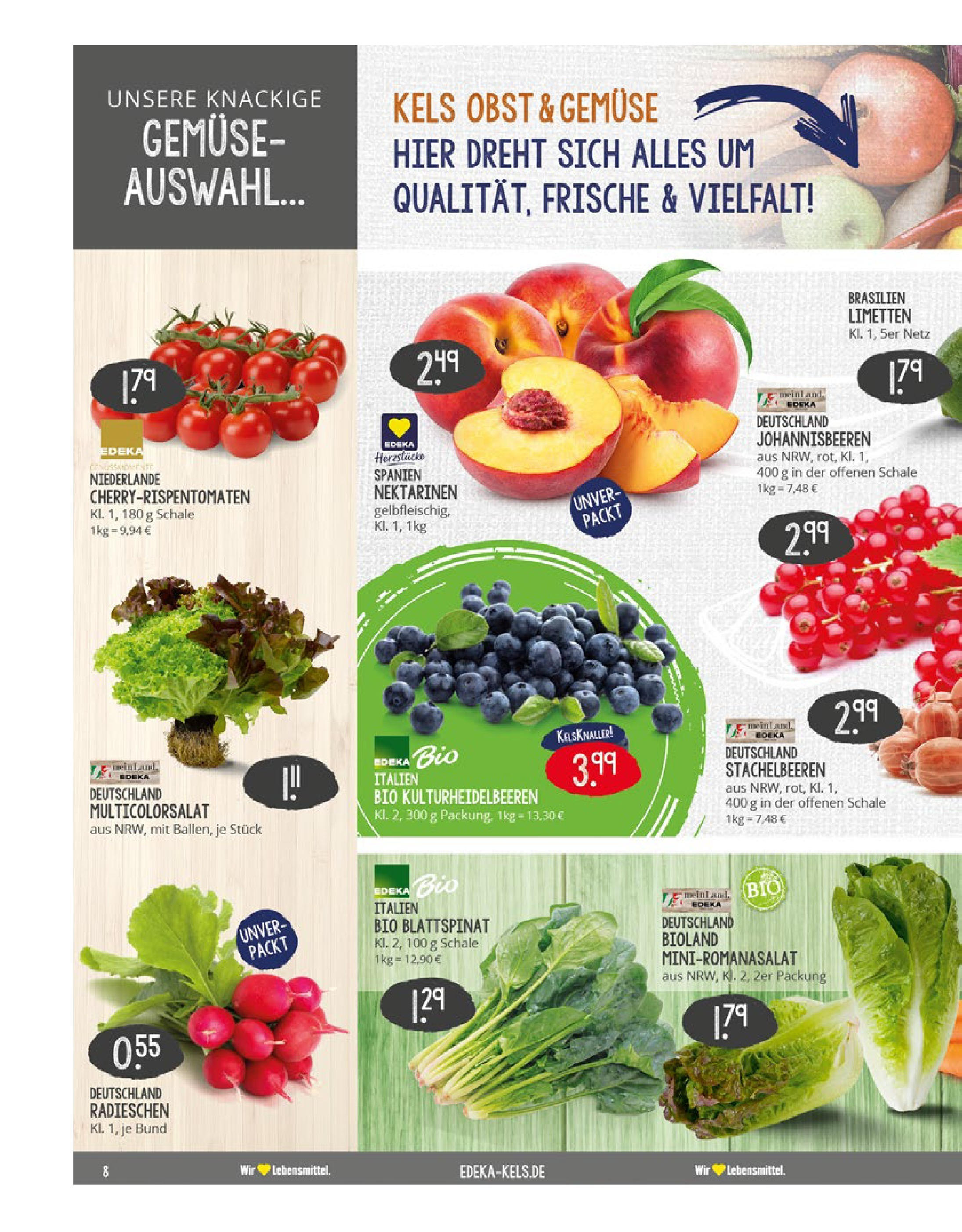 Edeka prospekt Ratingen-Hösel	 (ab 06.07.2025) » Angebote Online | Seite: 8 | Produkte: Nektarinen, Limetten, Gemüse, Obst