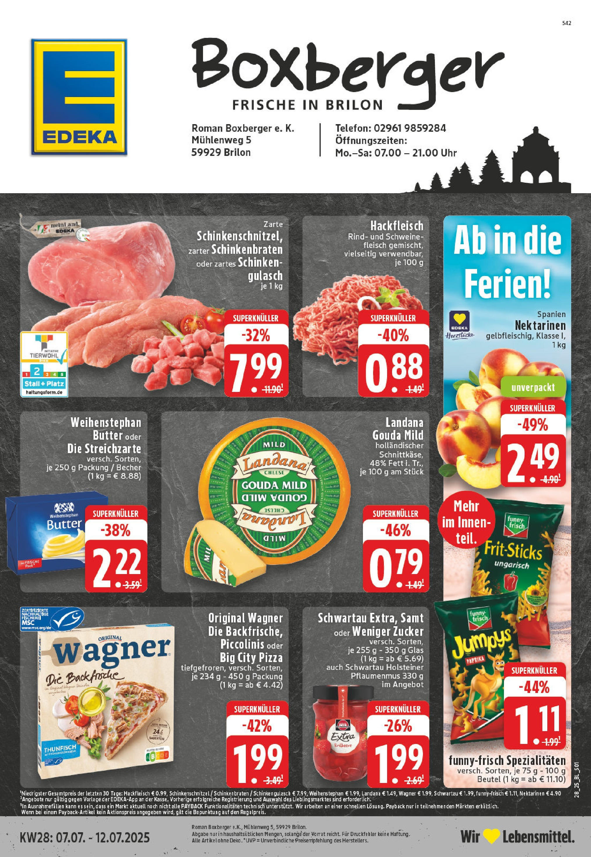 Edeka prospekt Brilon	 (ab 06.07.2025) » Angebote Online | Seite: 1 | Produkte: Nektarinen, Thunfisch, Schweinefleisch, Chips