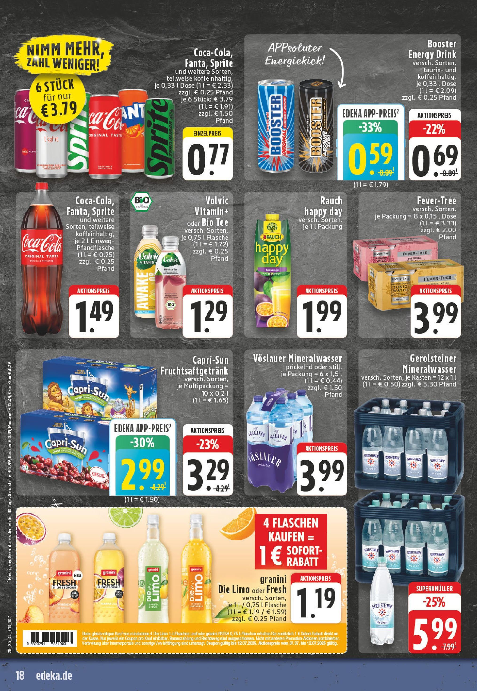 Edeka prospekt Würselen	 (ab 06.07.2025) » Angebote Online | Seite: 18 | Produkte: Energy, Tee, Volvic, Gerolsteiner