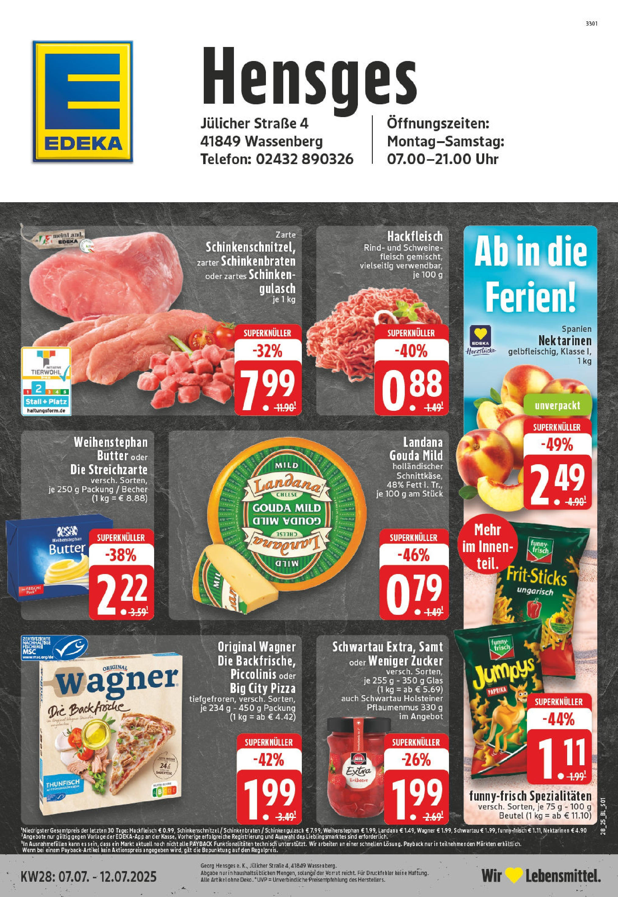 Edeka prospekt Wassenberg	 (ab 06.07.2025) » Angebote Online | Seite: 1 | Produkte: Weihenstephan butter, Paprika, Gulasch, Uhr