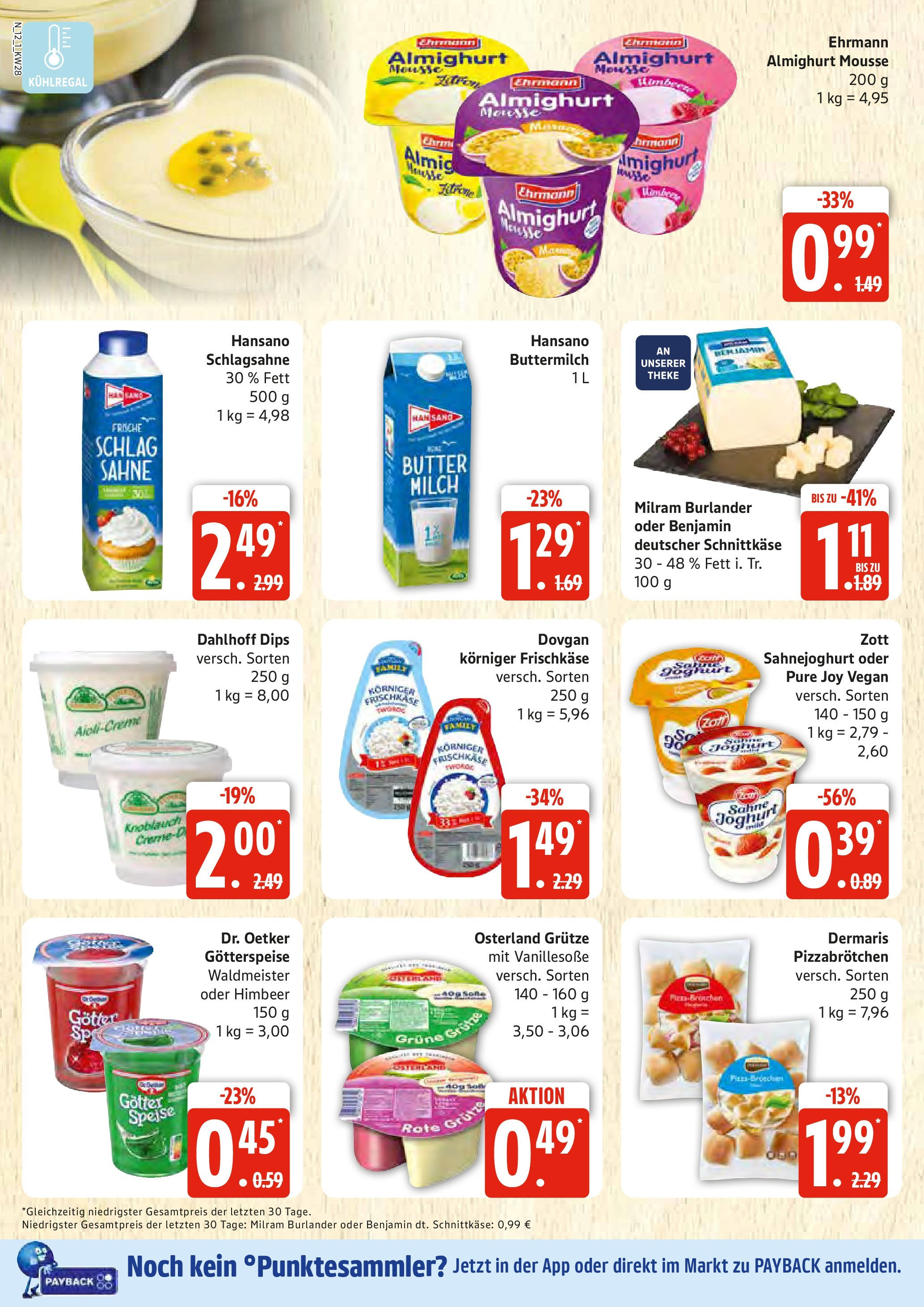 Edeka prospekt Rostock	 (ab 06.07.2025) » Angebote Online | Seite: 12 | Produkte: Ehrmann almighurt, Milch, Butter, Knoblauch