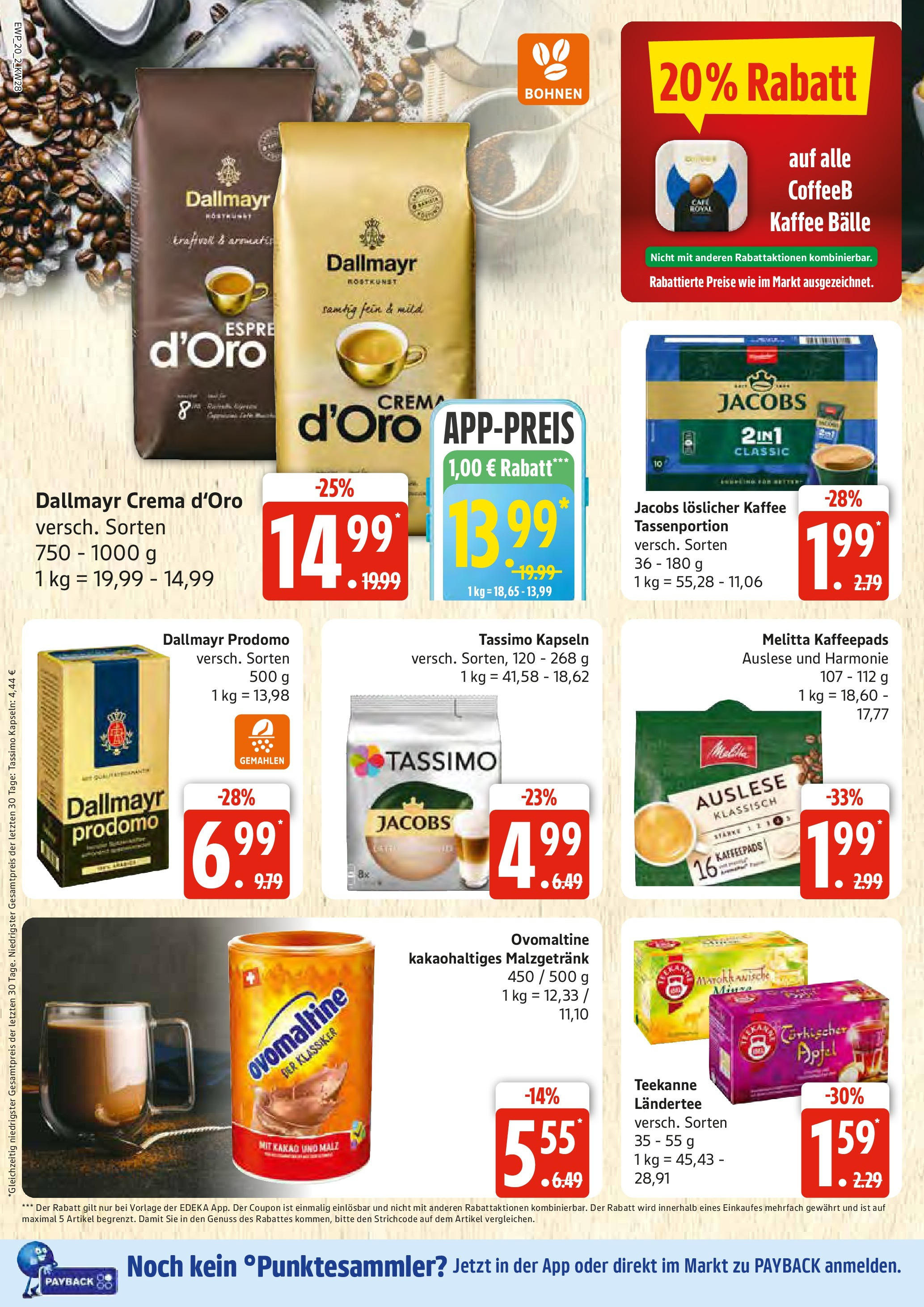 Edeka prospekt Rostock	 (ab 06.07.2025) » Angebote Online | Seite: 20 | Produkte: Melitta, Ovomaltine, Kaffee, Dallmayr prodomo
