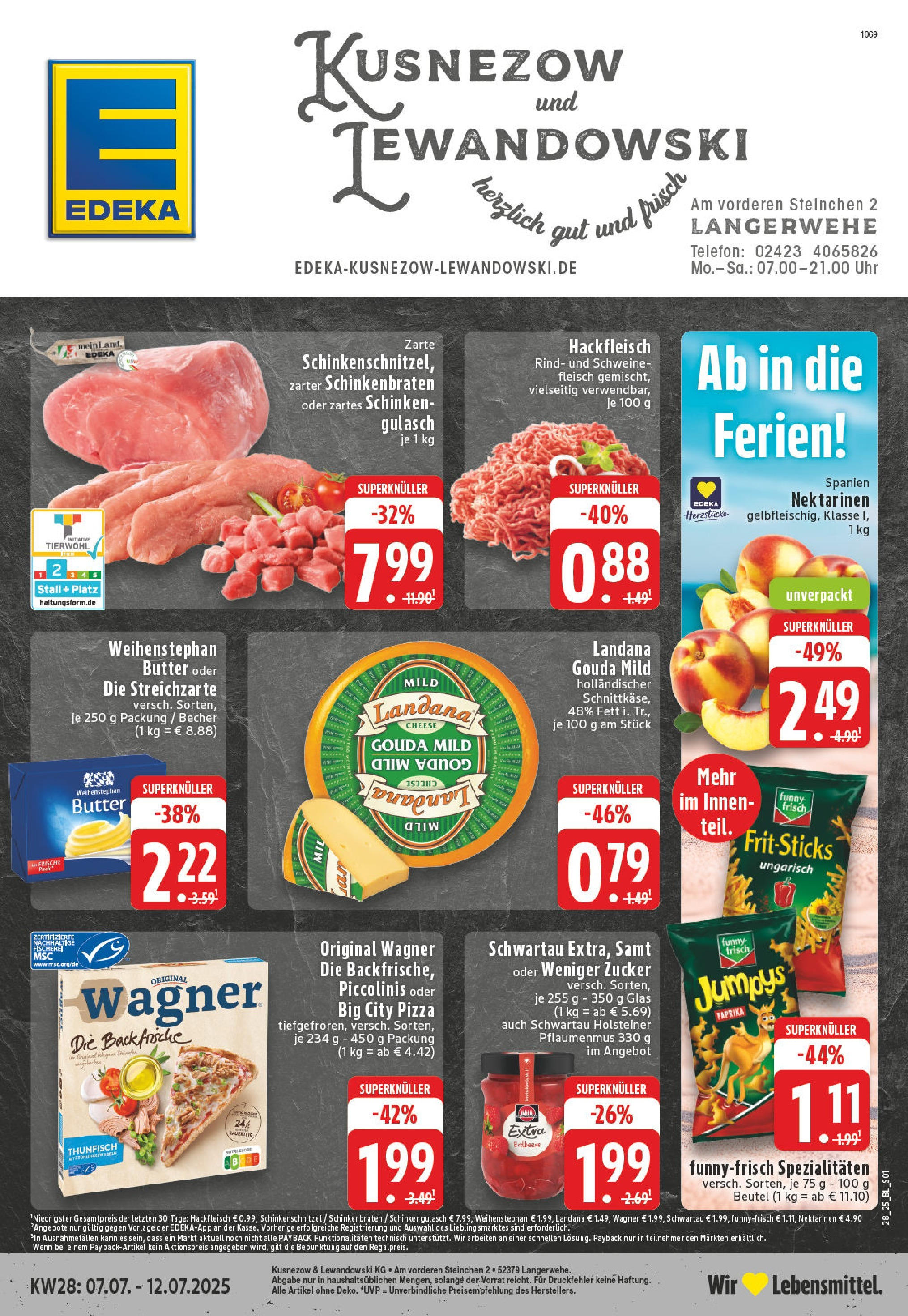 Edeka prospekt Langerwehe	 (ab 06.07.2025) » Angebote Online | Seite: 1 | Produkte: Nektarinen, Gulasch, Zucker, Piccolinis