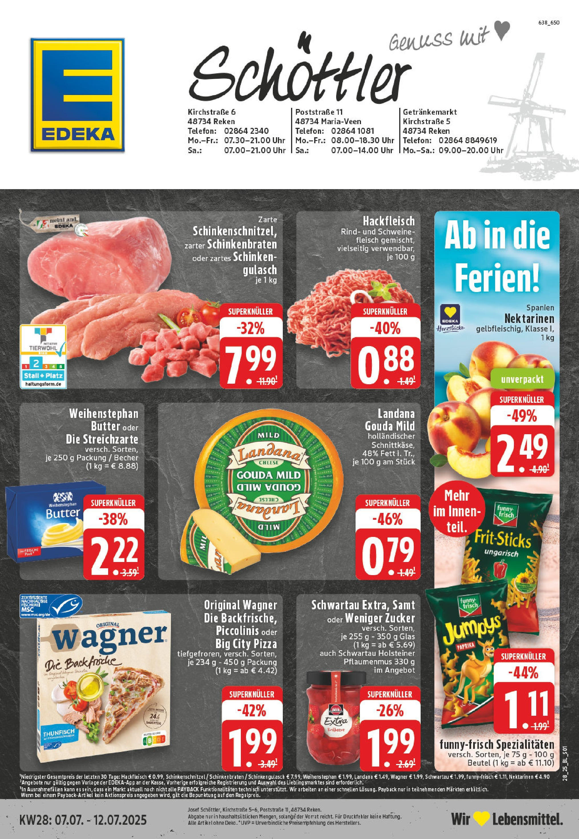 Edeka prospekt Reken	 (ab 06.07.2025) » Angebote Online | Seite: 1 | Produkte: Thunfisch, Piccolinis, Fleisch, Uhr