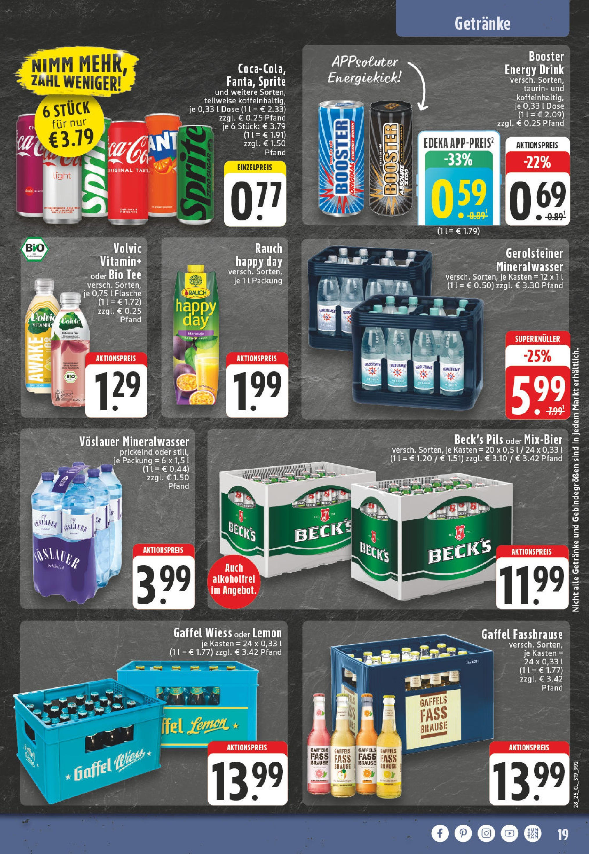 Edeka prospekt Köln-Lindenthal	 (ab 06.07.2025) » Angebote Online | Seite: 19 | Produkte: Sprite, Pils, Mineralwasser, Volvic