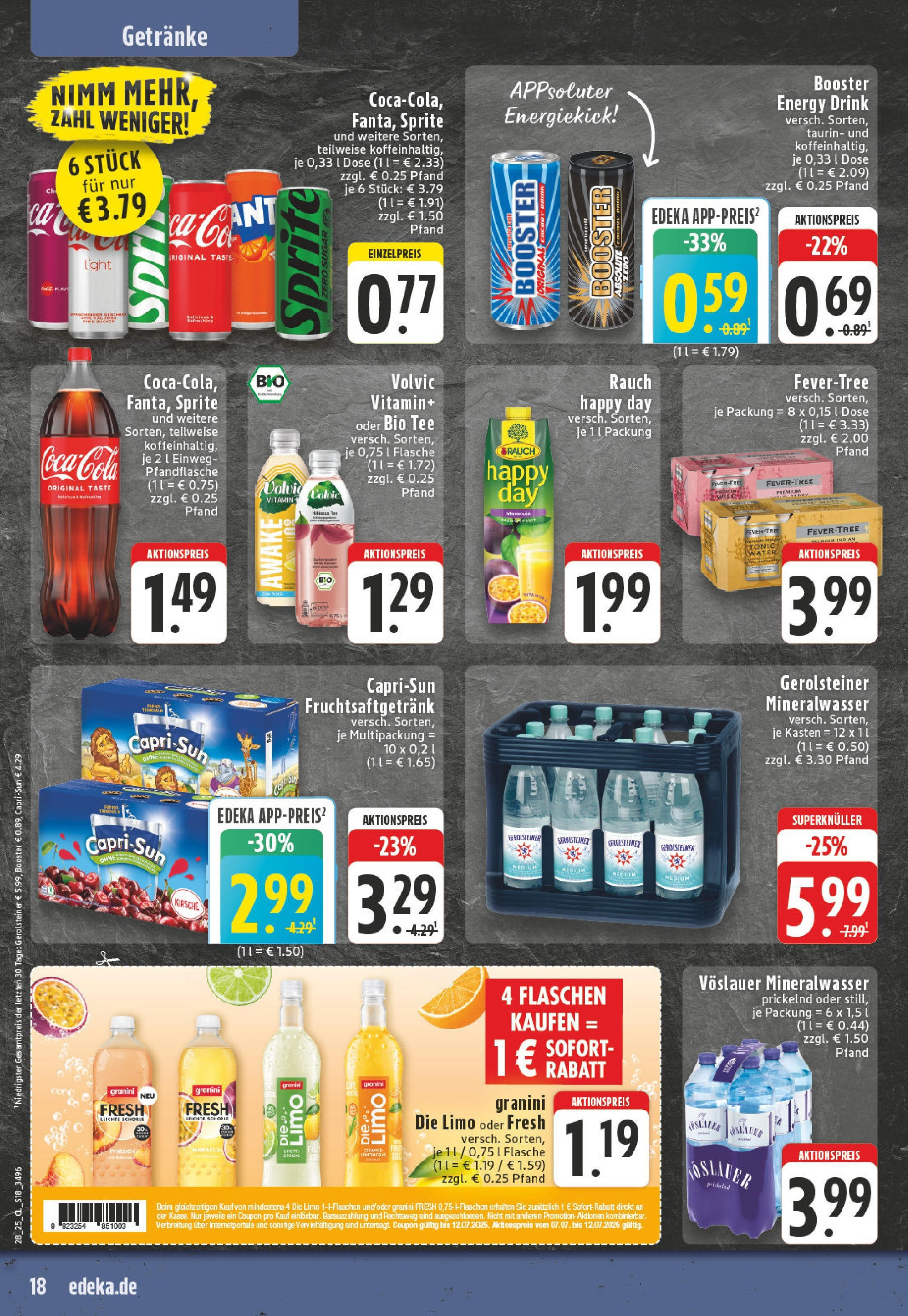 Edeka prospekt Essen	 (ab 07.07.2025) » Angebote Online | Seite: 18 | Produkte: Energy, Mineralwasser, Granini, Tee