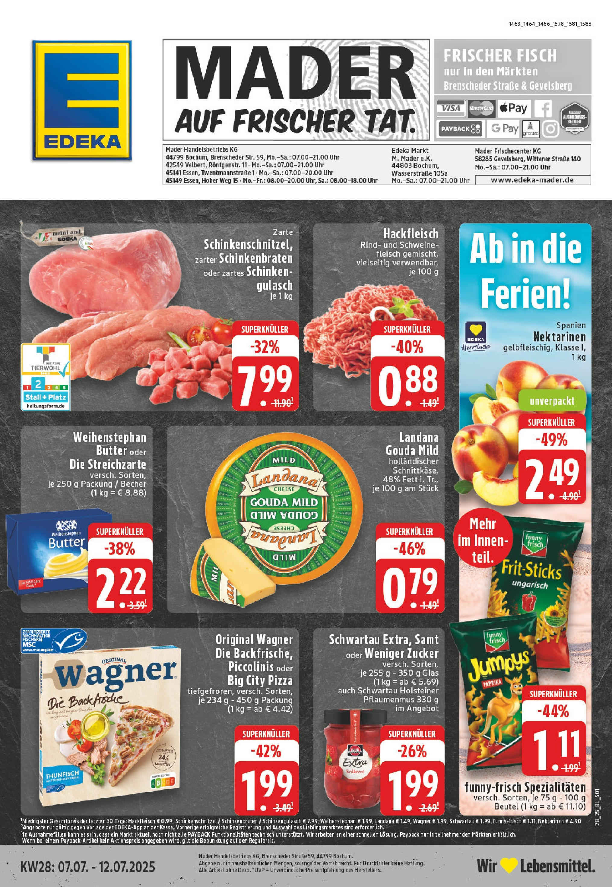 Edeka prospekt Velbert	 (ab 06.07.2025) » Angebote Online | Seite: 1 | Produkte: Nektarinen, Gouda, Funny frisch, Fleisch