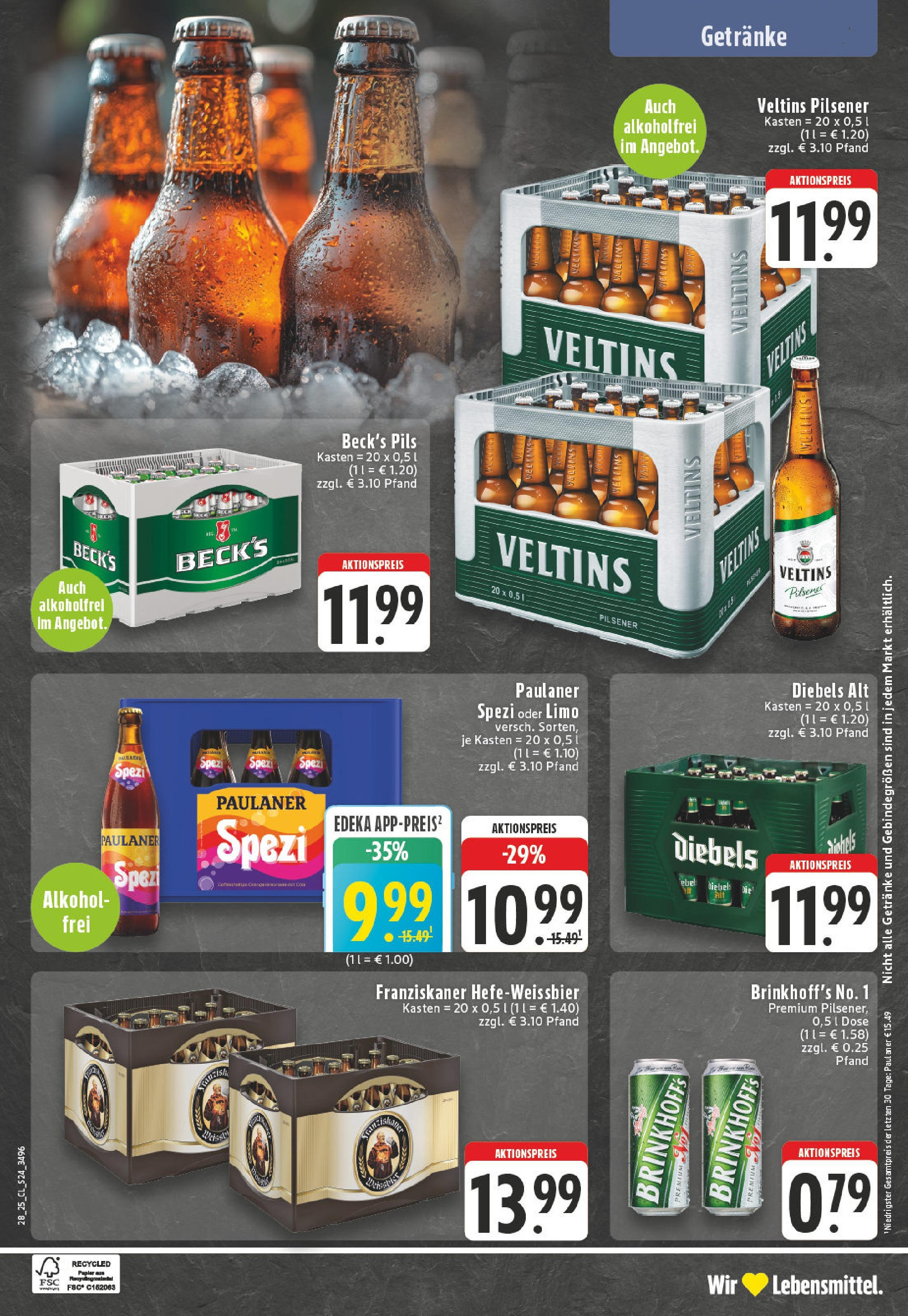 Edeka prospekt Essen	 (ab 07.07.2025) » Angebote Online | Seite: 24 | Produkte: Franziskaner, Pils, Paulaner, Veltins