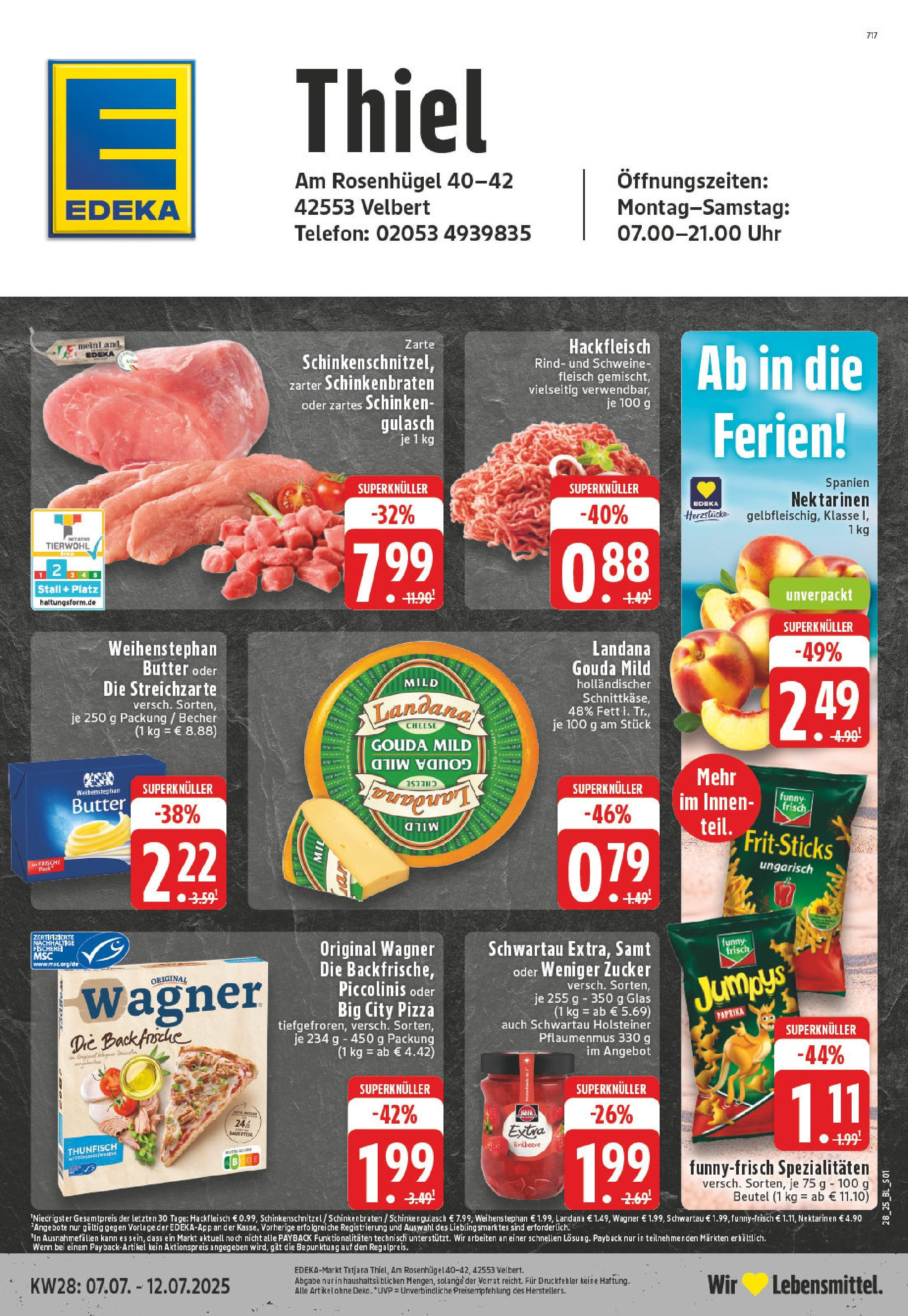 Edeka prospekt Velbert-Neviges	 (ab 06.07.2025) » Angebote Online | Seite: 1 | Produkte: Thunfisch, Weihenstephan butter, Zucker, Fleisch