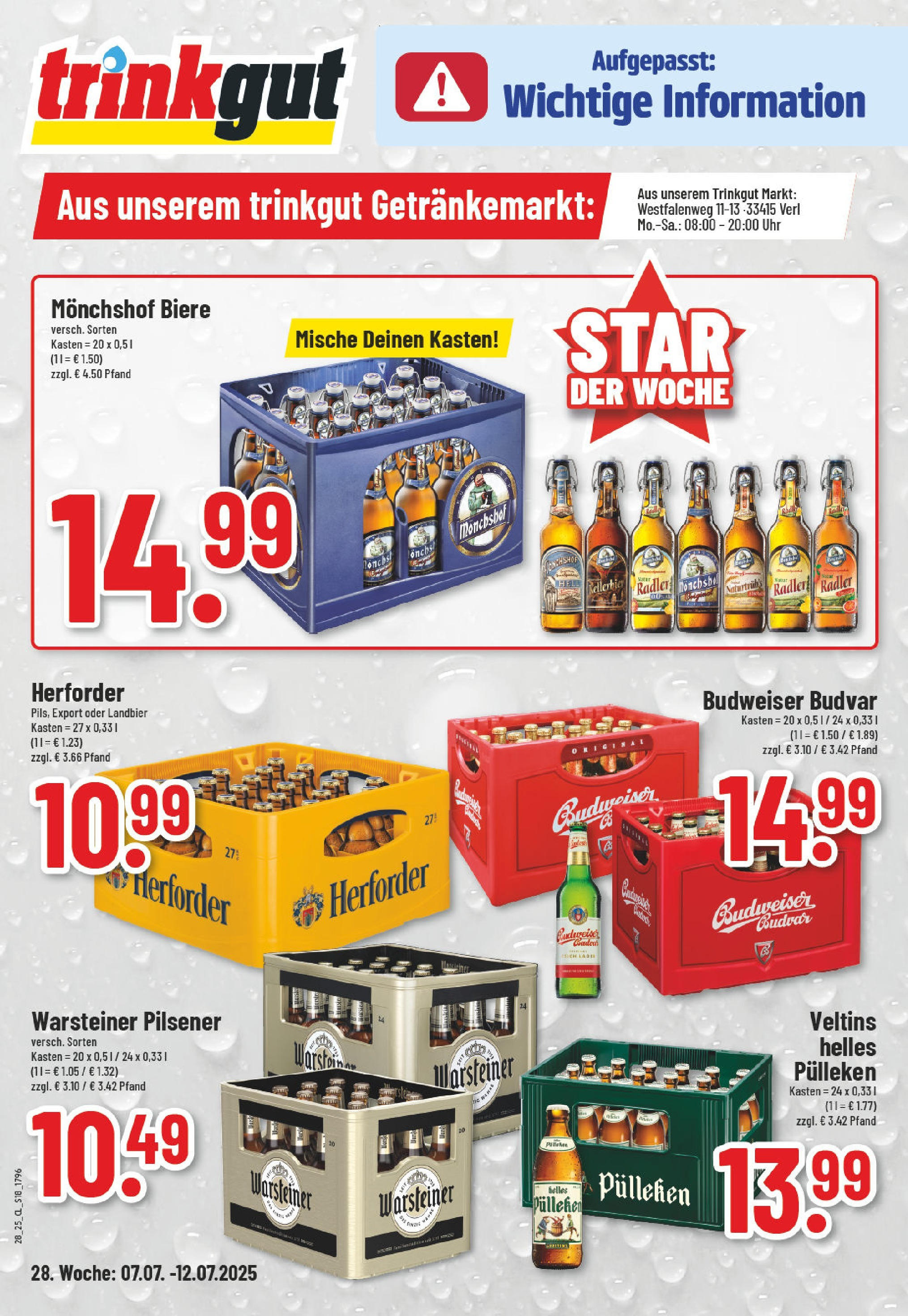 Edeka prospekt Verl	 (ab 06.07.2025) » Angebote Online | Seite: 18 | Produkte: Helles pulleken, Monchshof, Radler, Warsteiner