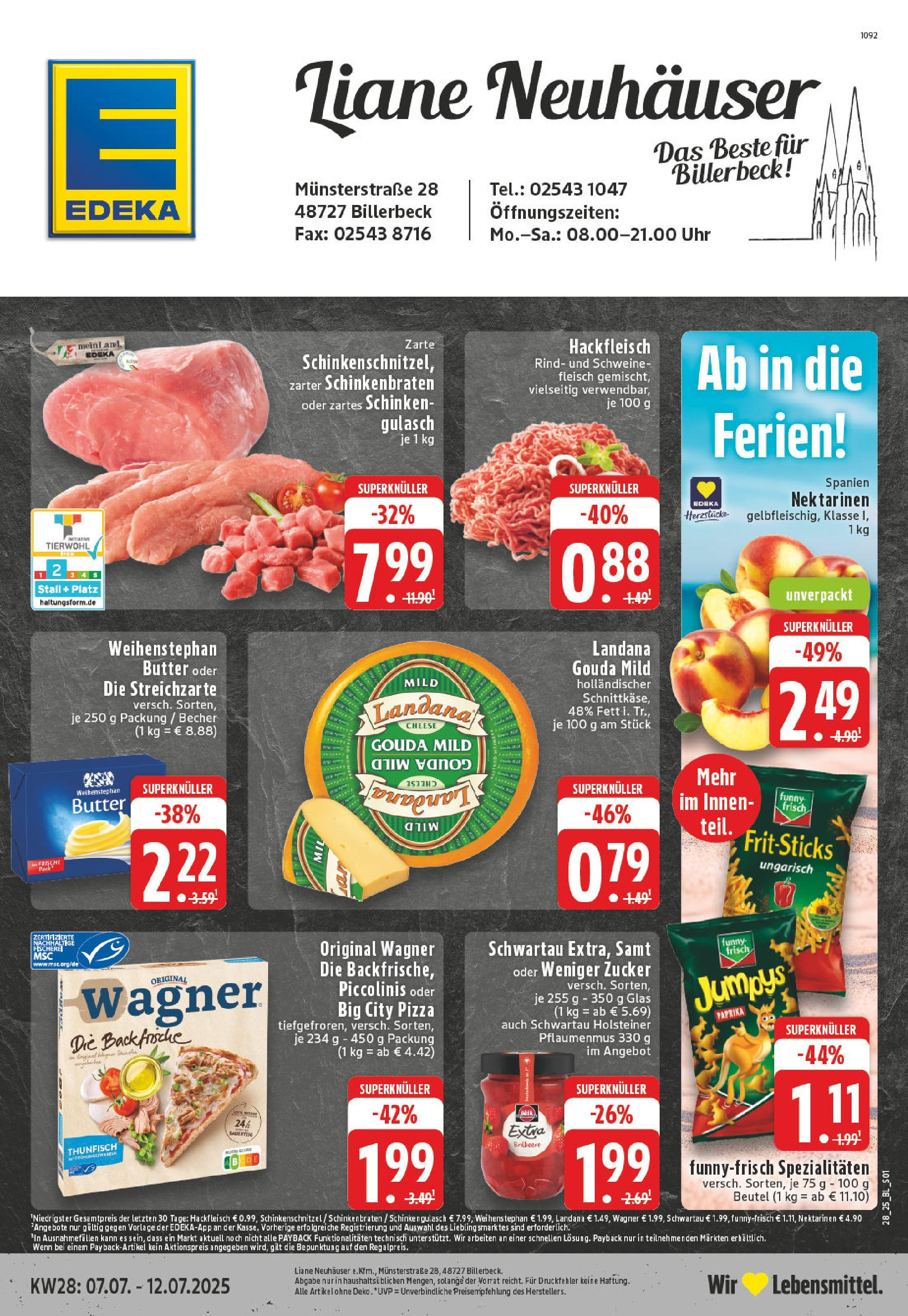 Edeka prospekt Billerbeck	 (ab 06.07.2025) » Angebote Online | Seite: 1 | Produkte: Gouda, Funny frisch, Zucker, Fleisch