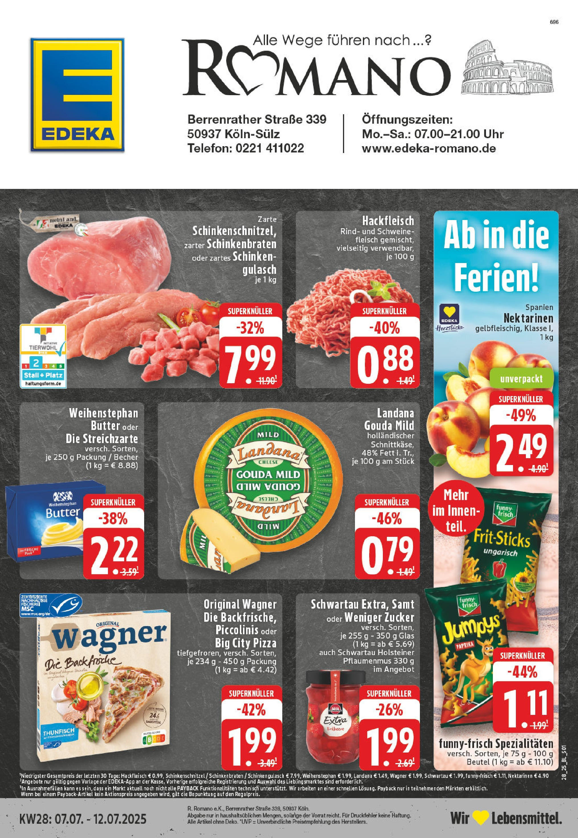 Edeka prospekt Köln-Sülz	 (ab 06.07.2025) » Angebote Online | Seite: 1 | Produkte: Butter, Weihenstephan butter, Fleisch, Telefon