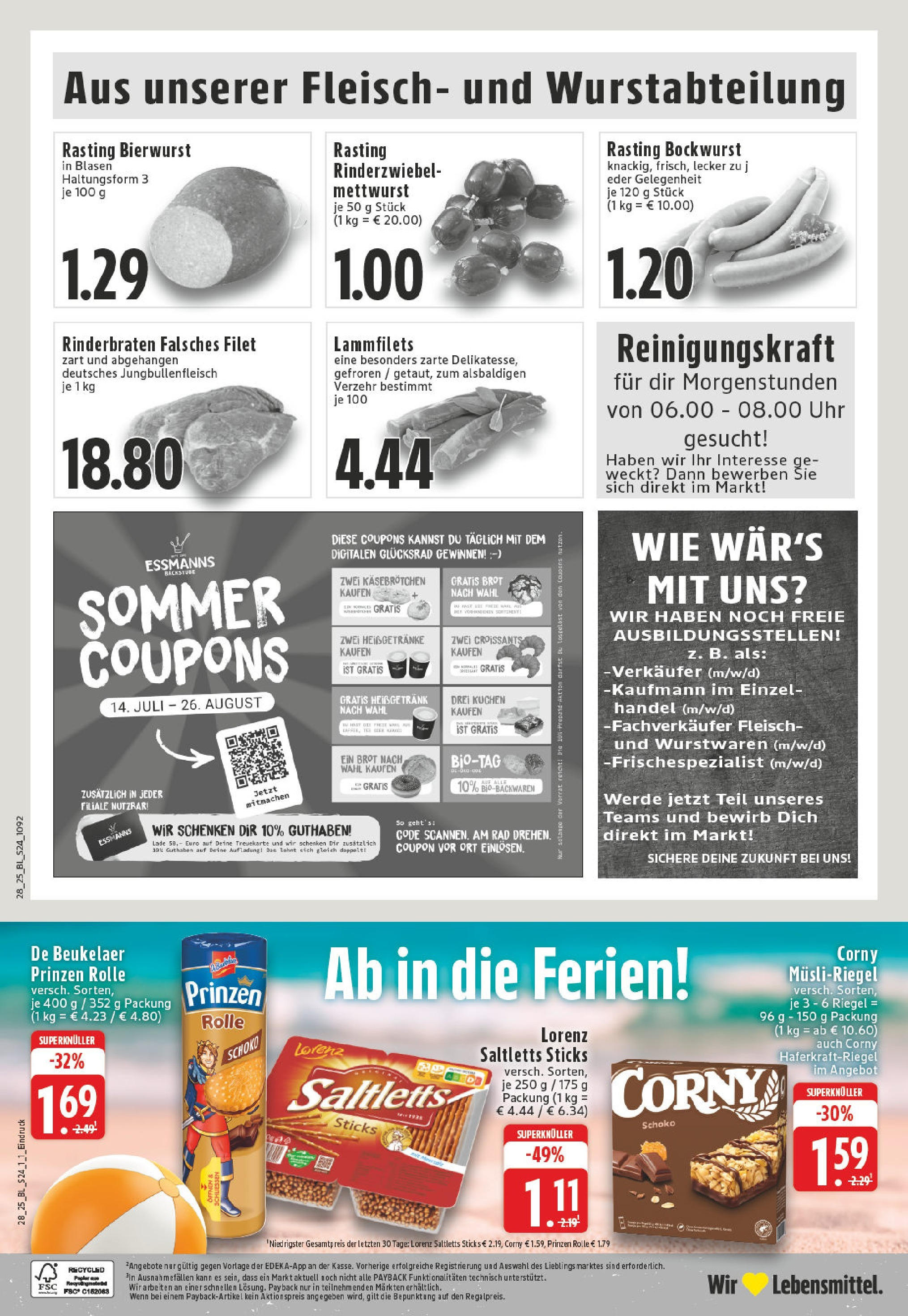 Edeka prospekt Billerbeck	 (ab 06.07.2025) » Angebote Online | Seite: 24 | Produkte: Rinderbraten, Brot, Kuchen, Uhr