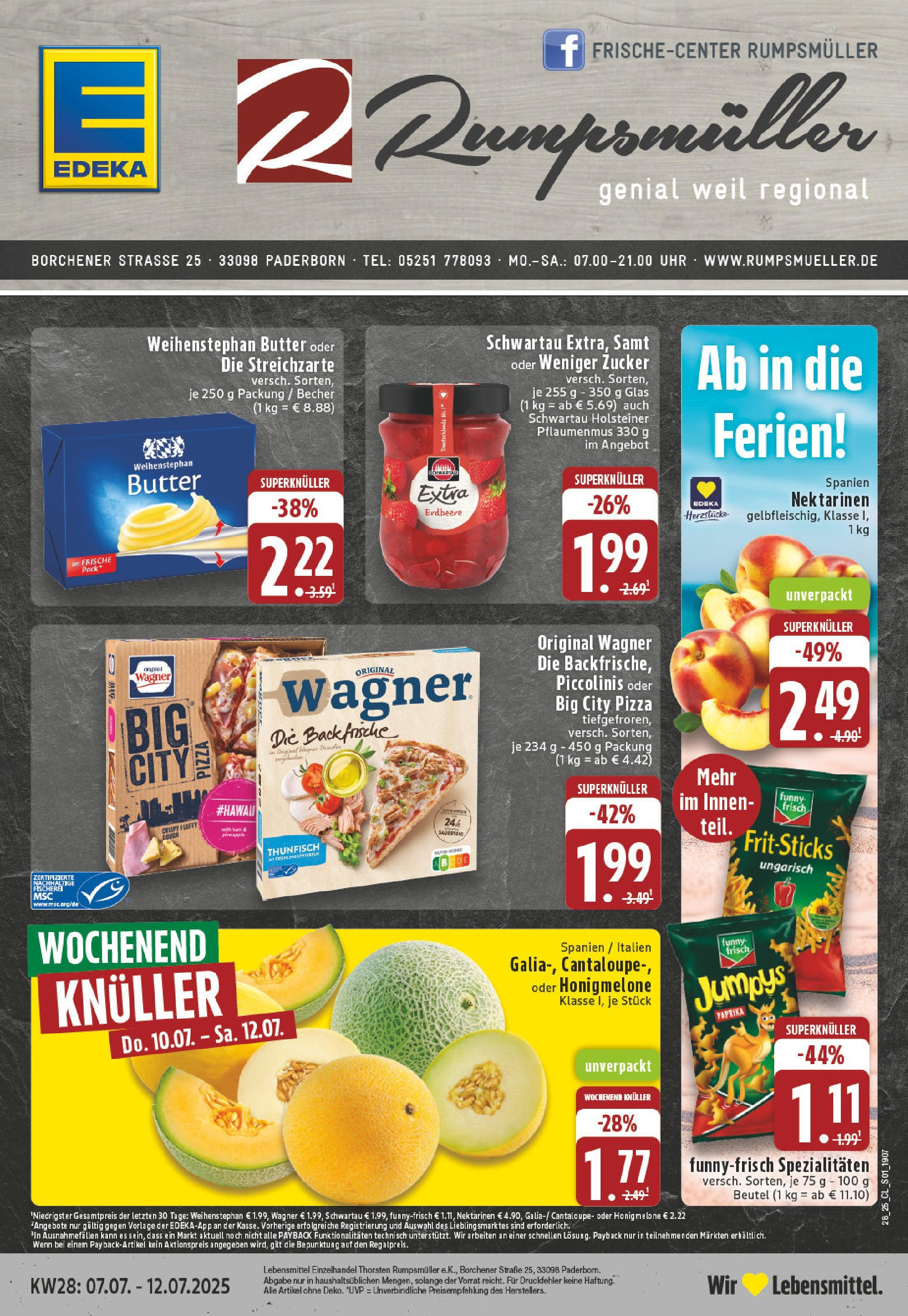 Edeka prospekt Paderborn	 (ab 06.07.2025) » Angebote Online | Seite: 1 | Produkte: Nektarinen, Thunfisch, Paprika, Pizza