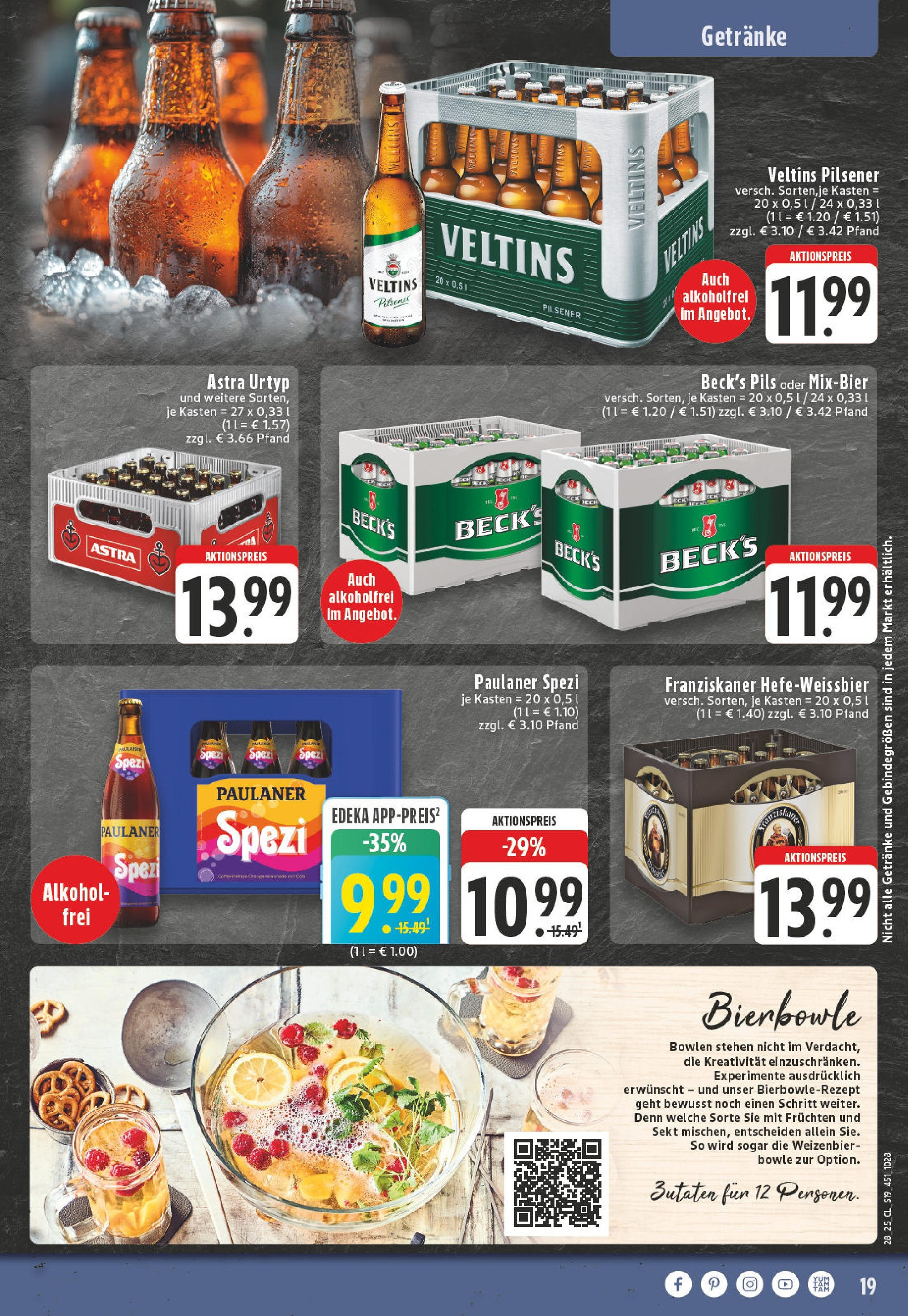 Edeka prospekt Neuwied	 (ab 06.07.2025) » Angebote Online | Seite: 19 | Produkte: Paulaner spezi, Sekt, Astra, Veltins