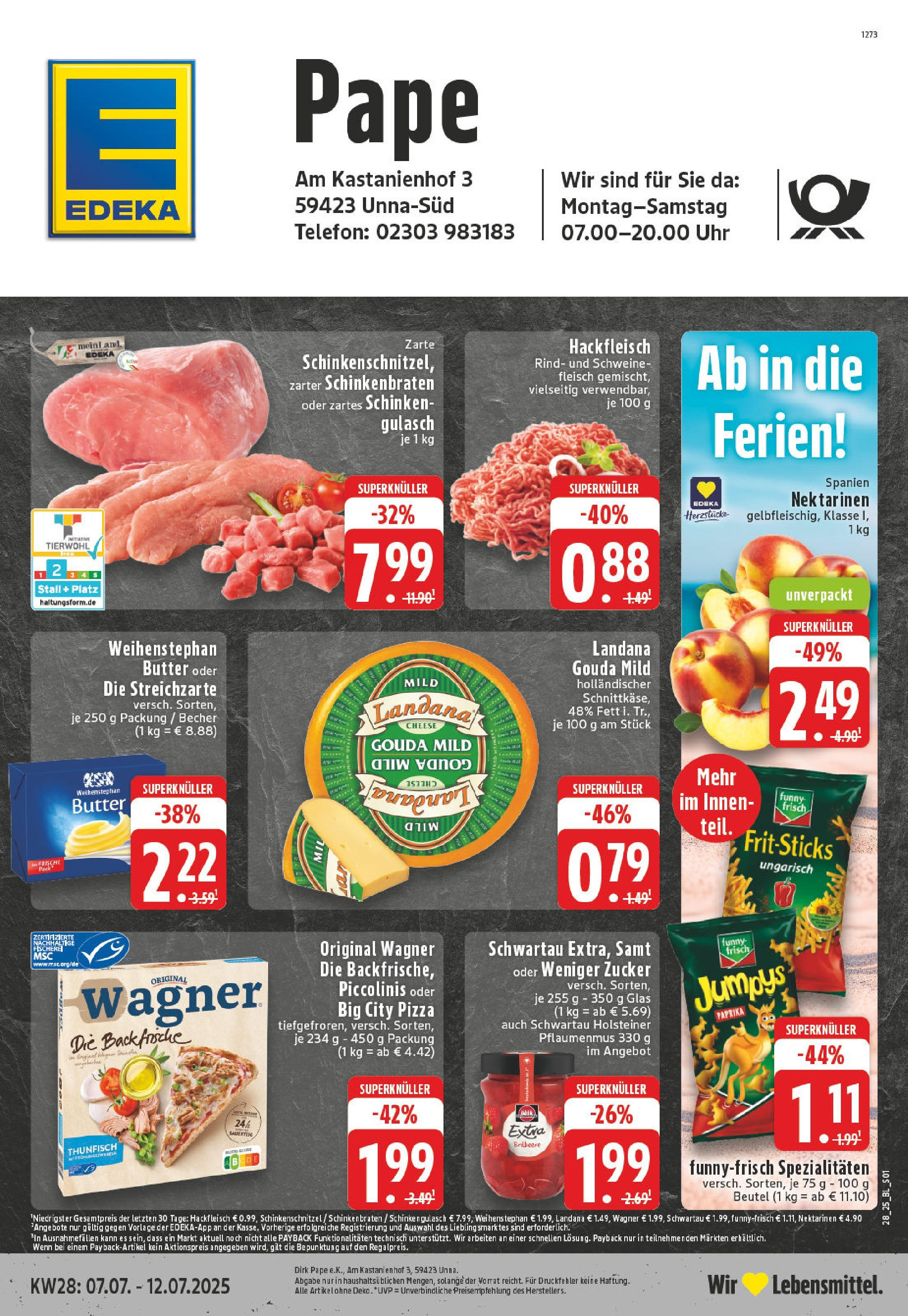 Edeka prospekt Unna	 (ab 06.07.2025) » Angebote Online | Seite: 1 | Produkte: Nektarinen, Funny frisch, Telefon, Uhr