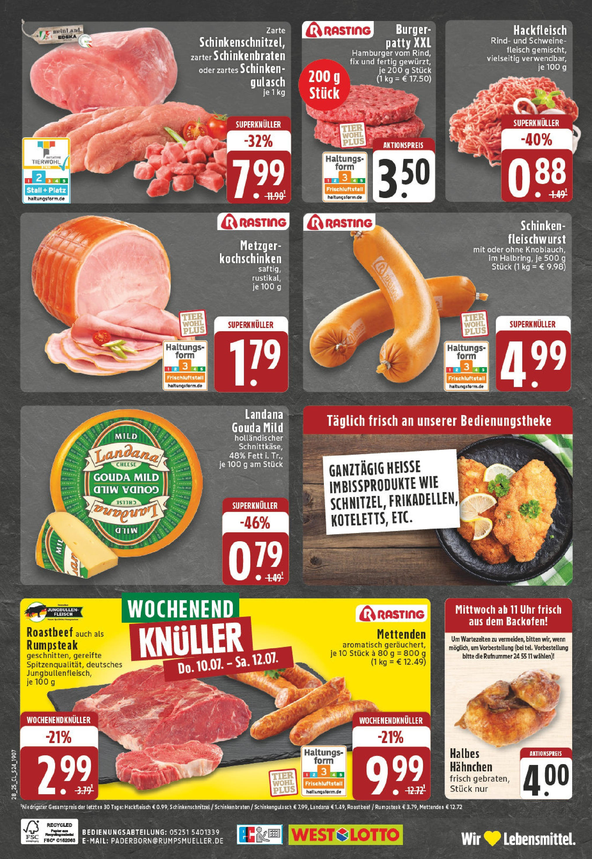 Edeka prospekt Paderborn	 (ab 06.07.2025) » Angebote Online | Seite: 24 | Produkte: Burger, Backofen, Schweinefleisch, Uhr