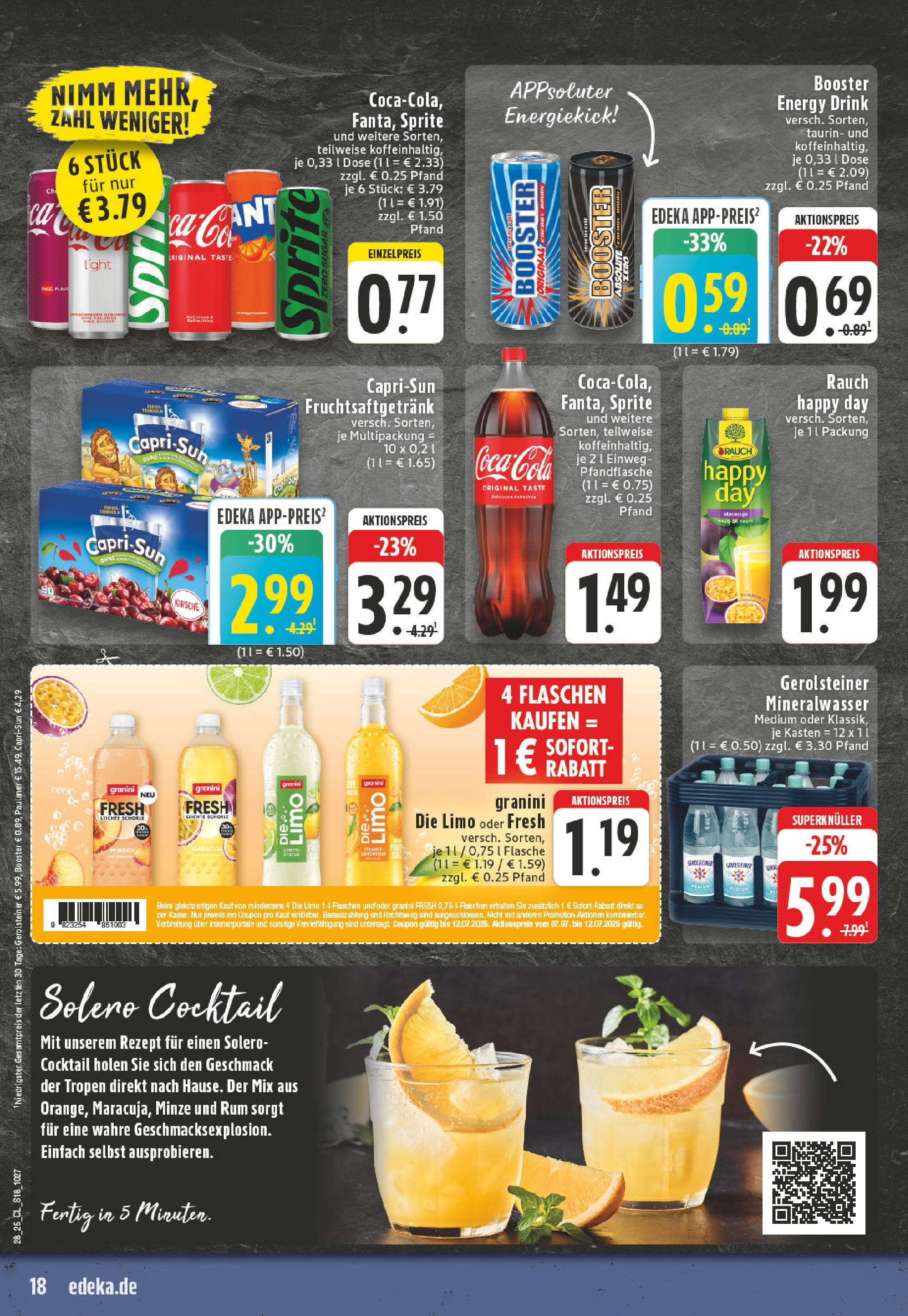 Edeka prospekt Ruppichteroth	 (ab 06.07.2025) » Angebote Online | Seite: 18 | Produkte: Sprite, Rum, Granini, Paulaner