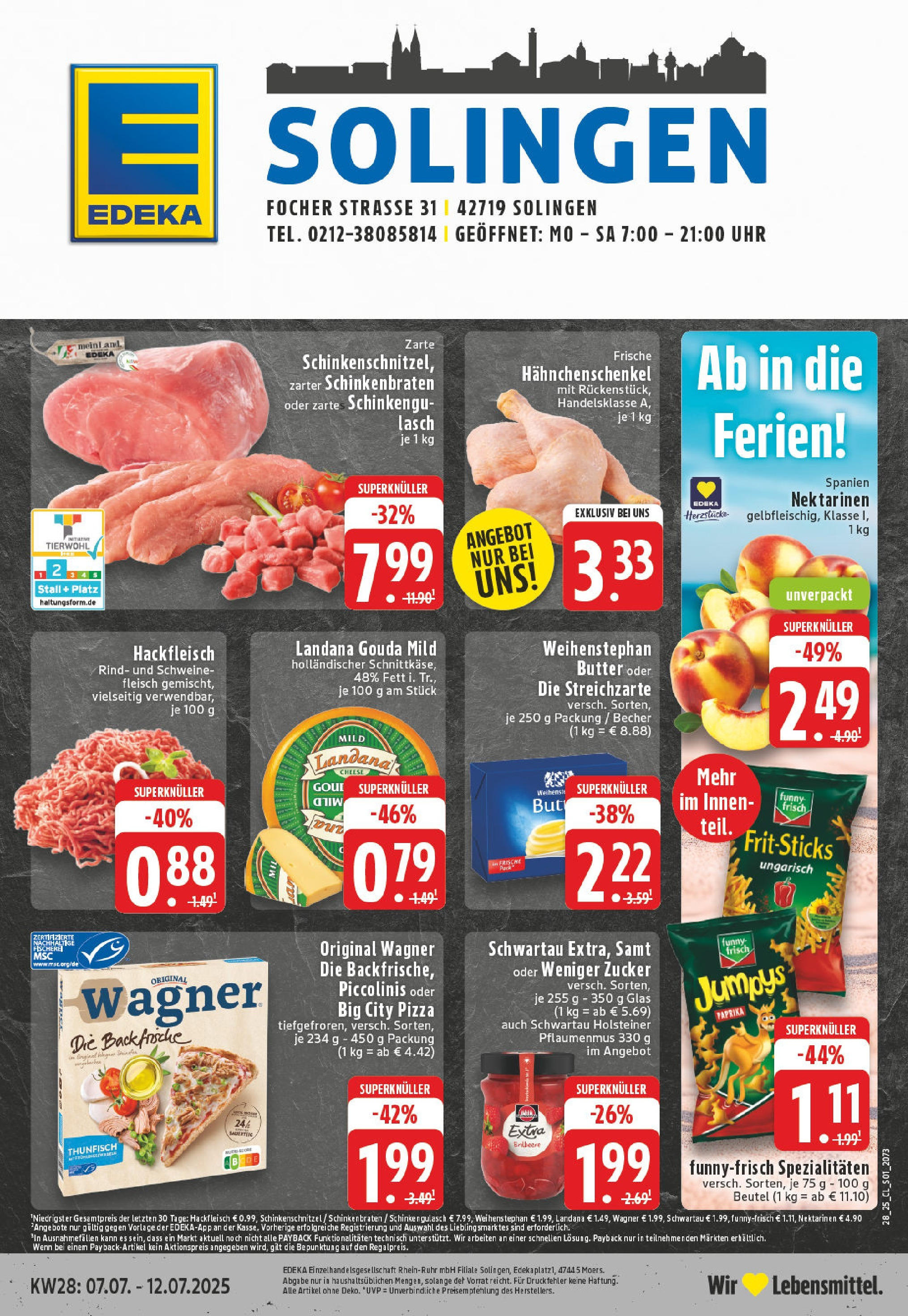 Edeka prospekt Solingen	 (ab 06.07.2025) » Angebote Online | Seite: 1 | Produkte: Thunfisch, Schweinefleisch, Uhr, Hackfleisch