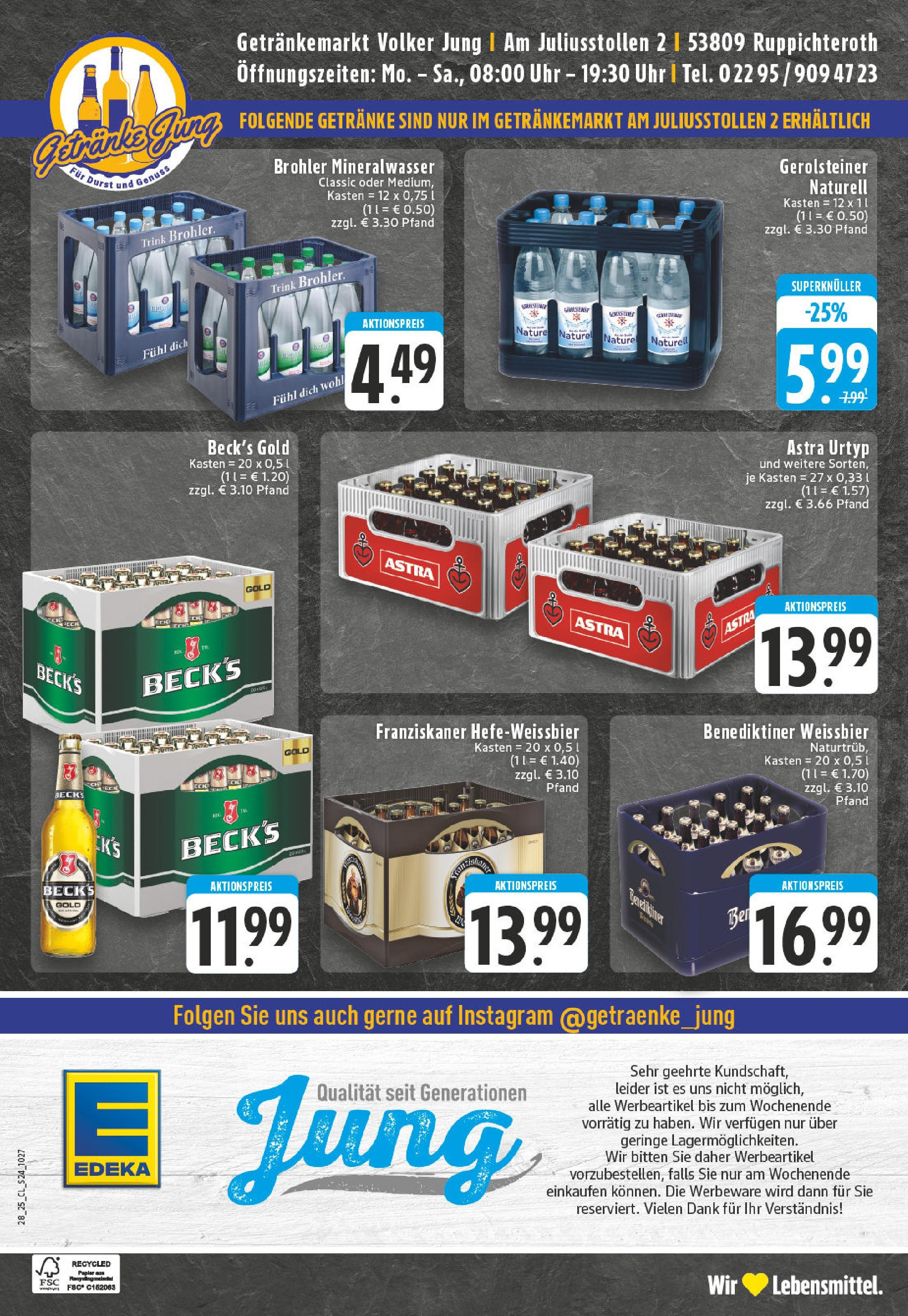 Edeka prospekt Ruppichteroth	 (ab 06.07.2025) » Angebote Online | Seite: 24 | Produkte: Franziskaner, Astra, Mineralwasser, Gerolsteiner