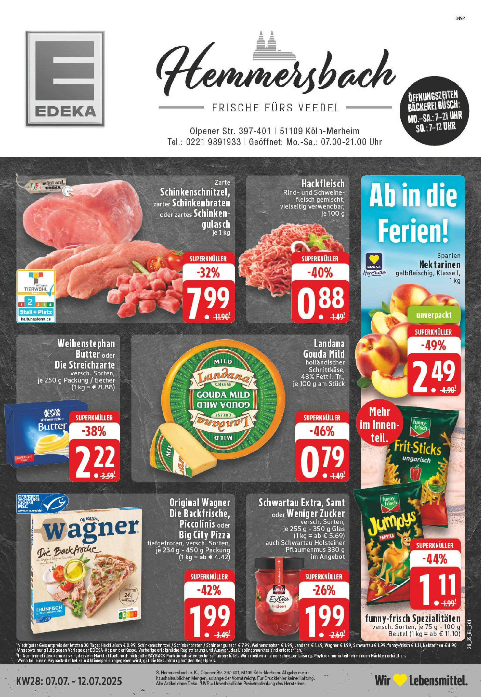 Edeka prospekt Köln	 (ab 06.07.2025) » Angebote Online | Seite: 1 | Produkte: Piccolinis, Schinken, Schweinefleisch, Fleisch