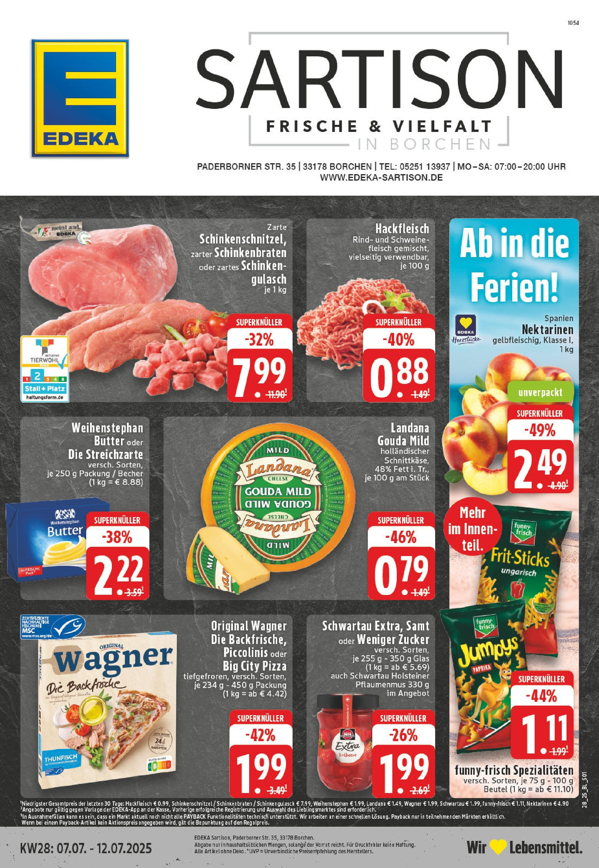 Edeka prospekt Borchen	 (ab 06.07.2025) » Angebote Online | Seite: 1 | Produkte: Funny frisch, Weihenstephan butter, Gulasch, Schweinefleisch