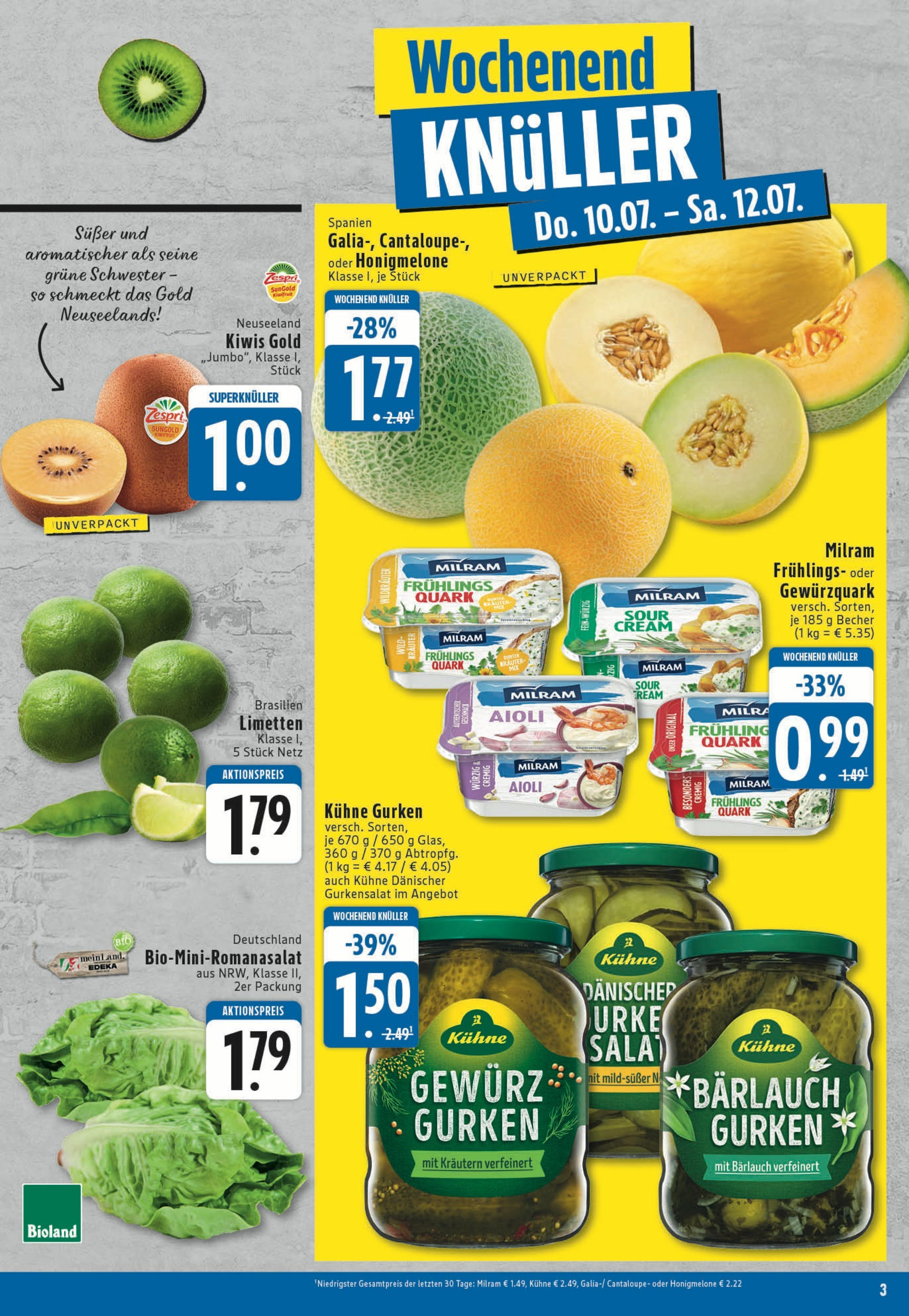 Edeka prospekt Köln	 (ab 06.07.2025) » Angebote Online | Seite: 3 | Produkte: Quark, Limetten, Milram, Kiwi