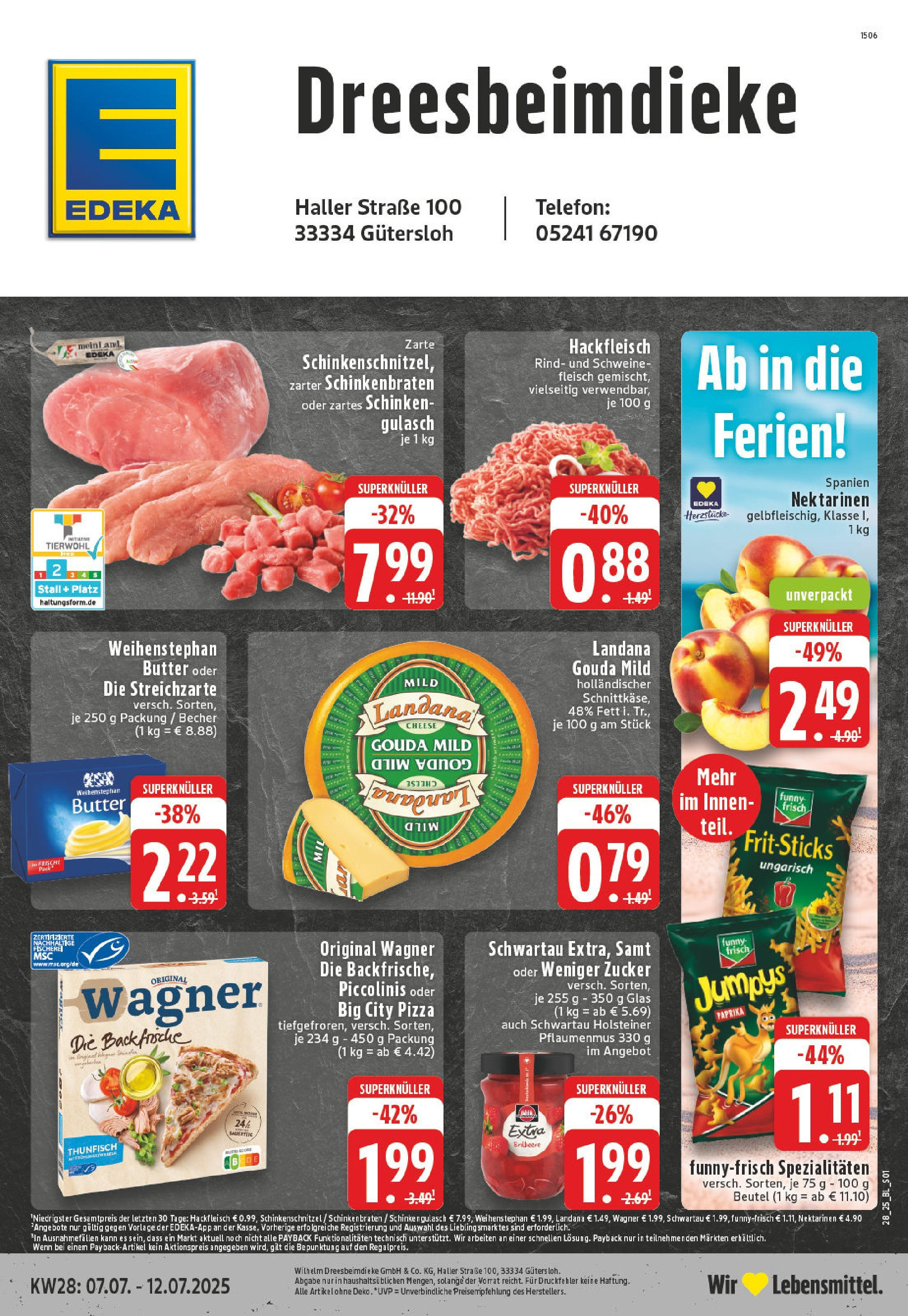 Edeka prospekt Guetersloh-Isselhorst	 (ab 06.07.2025) » Angebote Online | Seite: 1 | Produkte: Gouda, Funny frisch, Paprika, Hackfleisch
