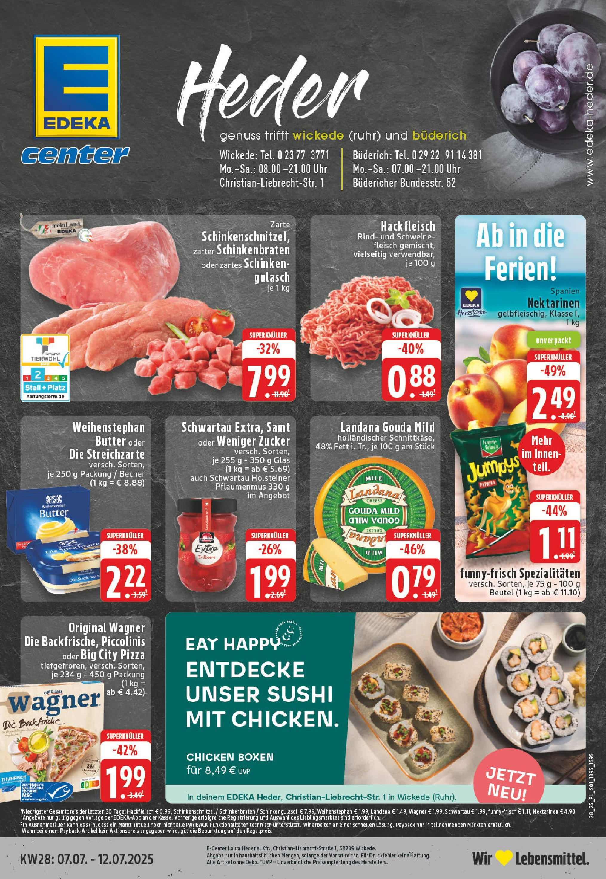 Edeka prospekt Wickede	 (ab 06.07.2025) » Angebote Online | Seite: 1 | Produkte: Gouda, Weihenstephan butter, Pizza, Hackfleisch