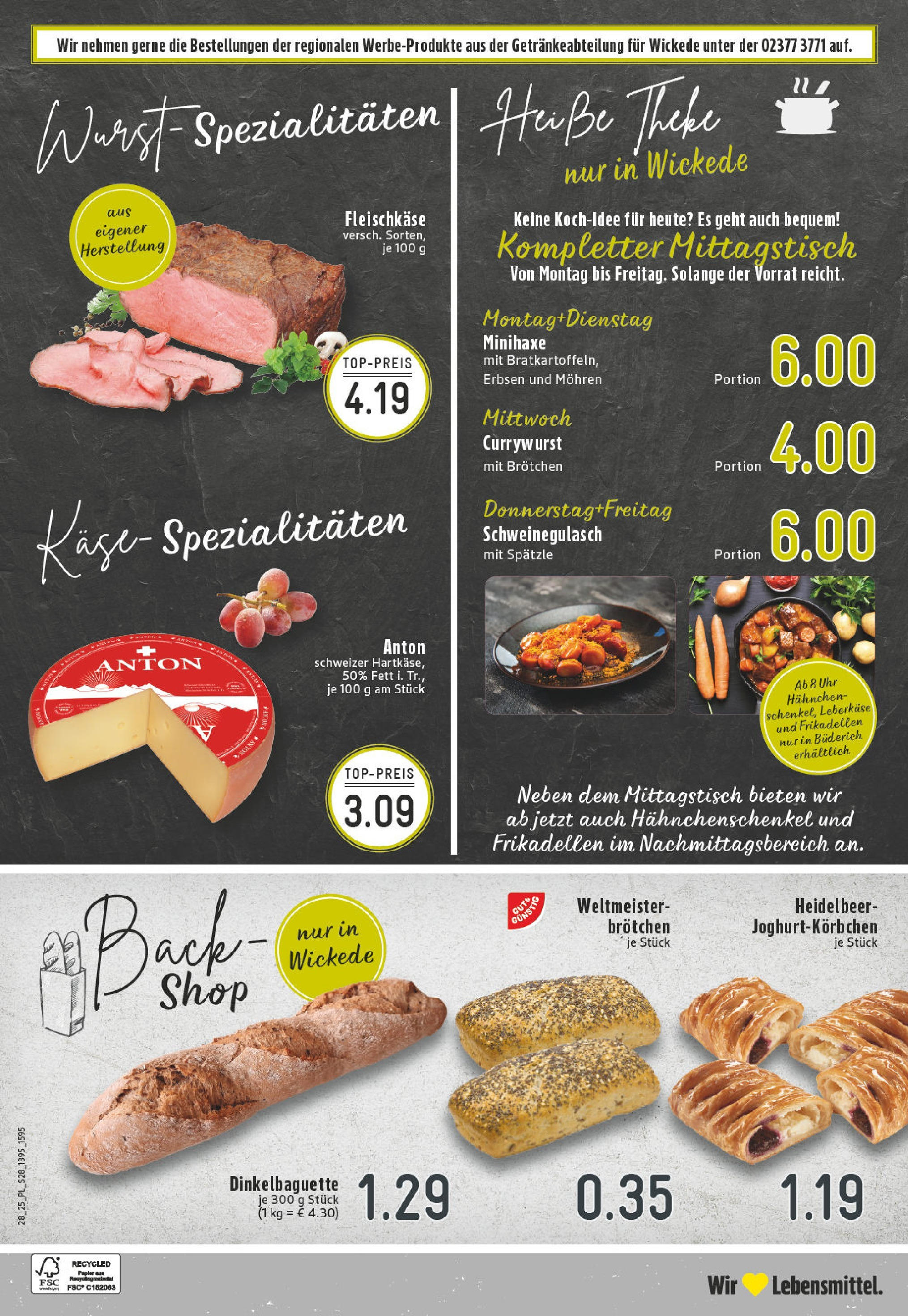 Edeka prospekt Wickede	 (ab 06.07.2025) » Angebote Online | Seite: 28 | Produkte: Schweinegulasch, Mohren, Erbsen, Leberkase