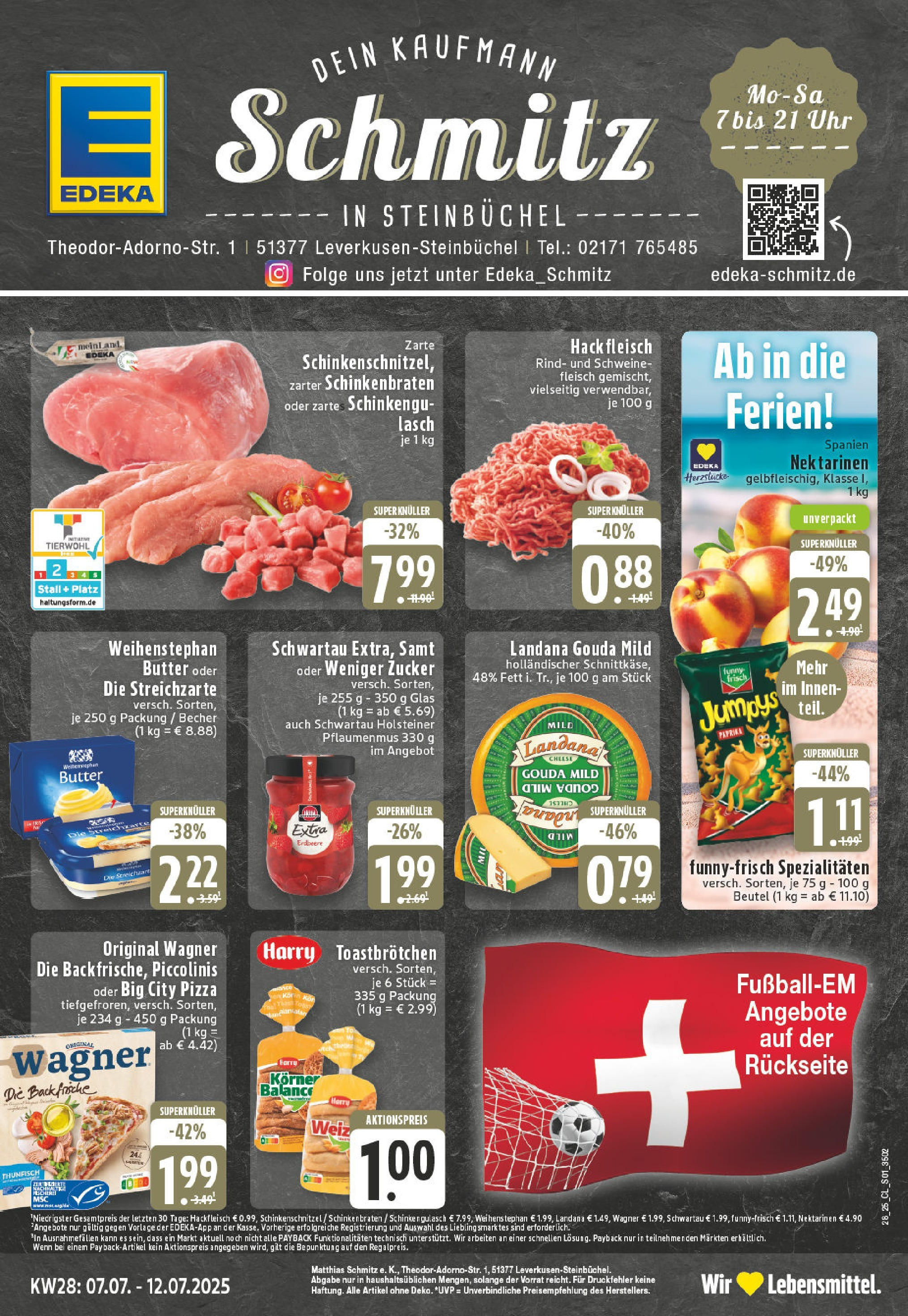 Edeka prospekt Leverkusen	 (ab 06.07.2025) » Angebote Online | Seite: 1 | Produkte: Butter, Nektarinen, Pizza, Fleisch