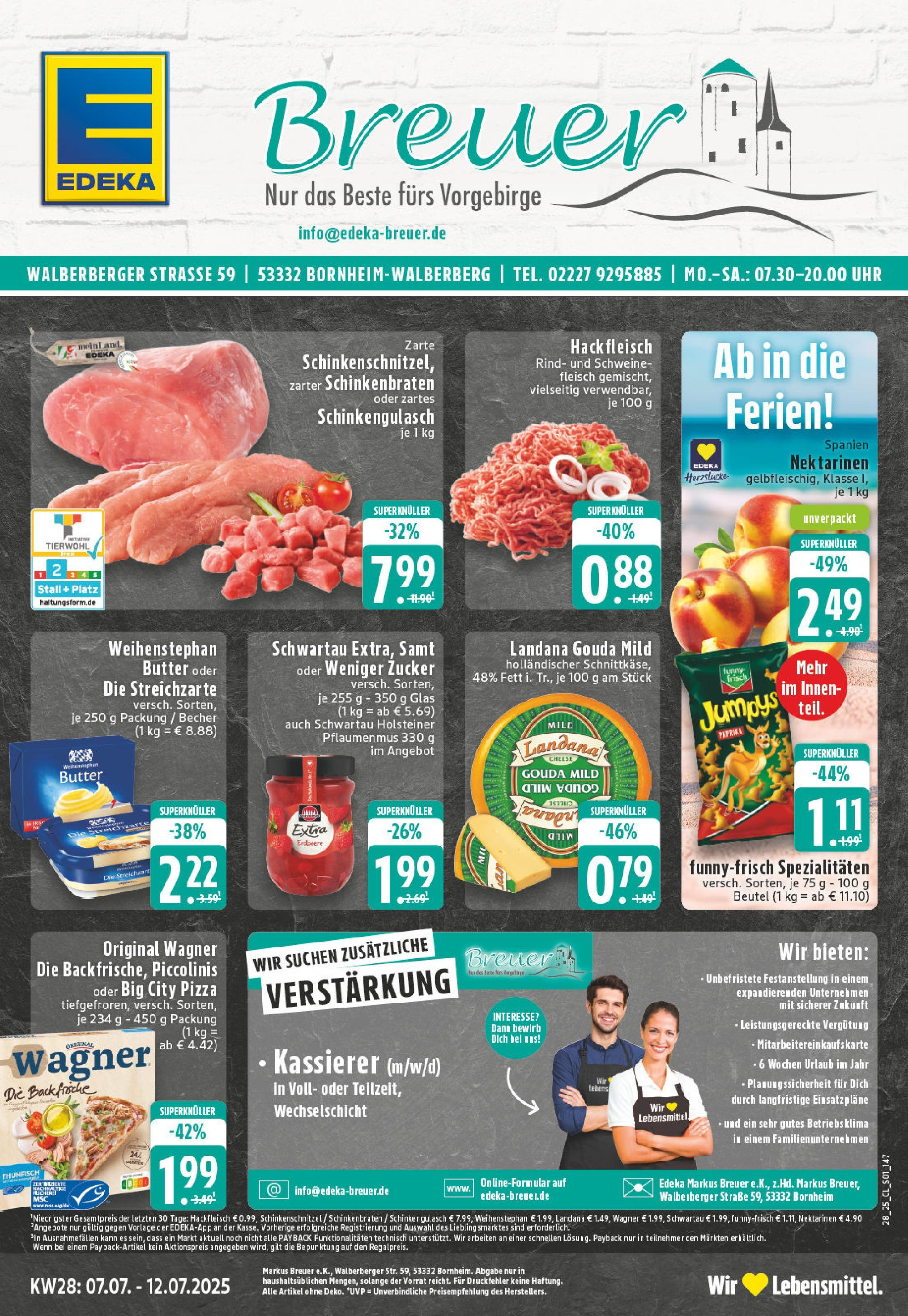 Edeka prospekt Bornheim-Walberberg	 (ab 06.07.2025) » Angebote Online | Seite: 1 | Produkte: Gouda, Pizza, Fleisch, Uhr