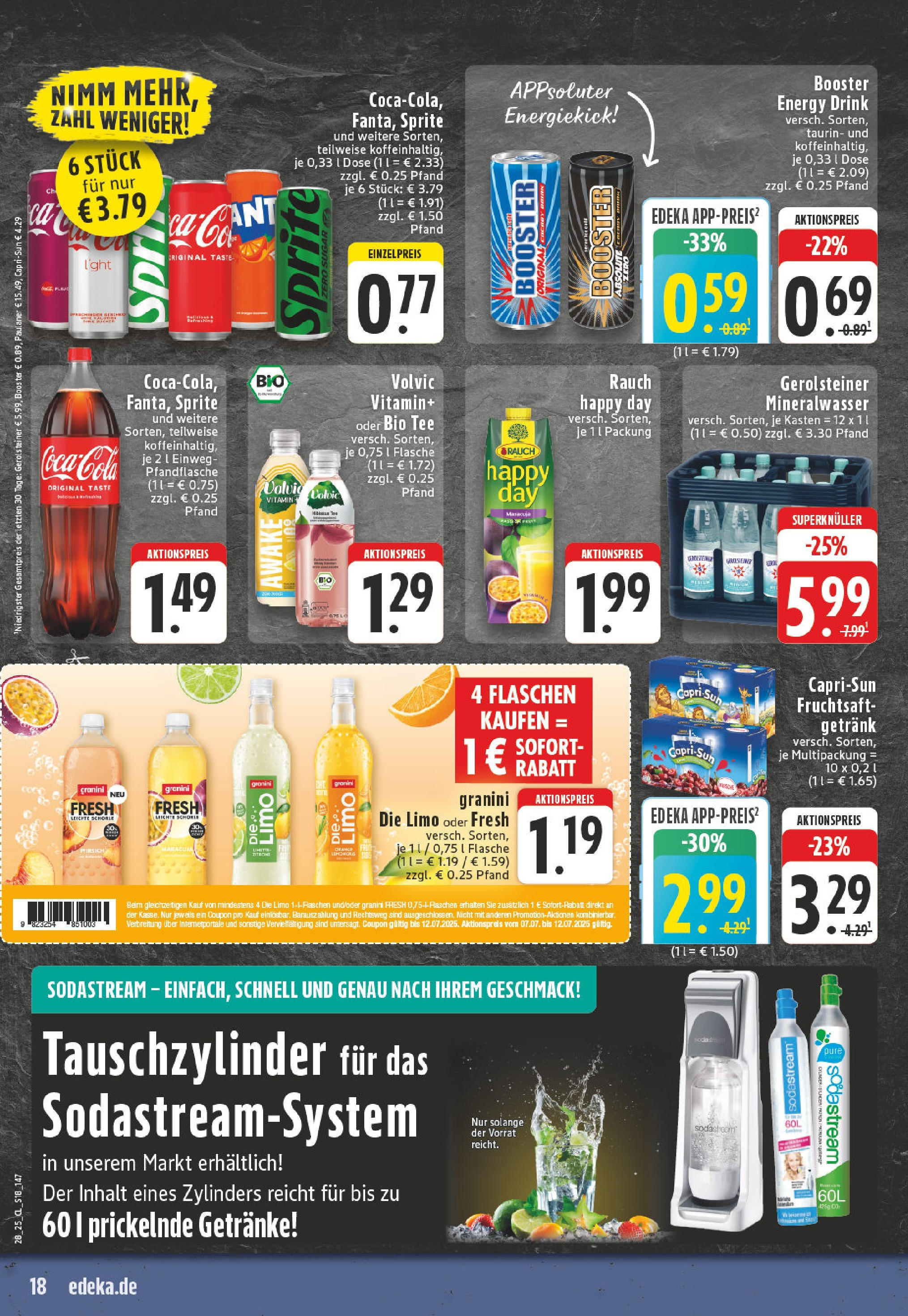 Edeka prospekt Bornheim-Walberberg	 (ab 06.07.2025) » Angebote Online | Seite: 18 | Produkte: Capri sun, Energy, Granini, Sodastream