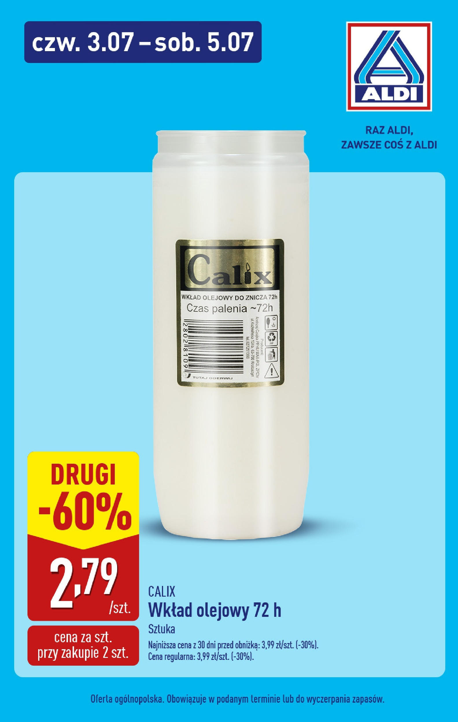 Aldi Gazetka - Promocja weekend od 03.07.2025 - Ulotka PDF, promocje | Strona: 5 | Produkty: Wkład olejowy do znicza