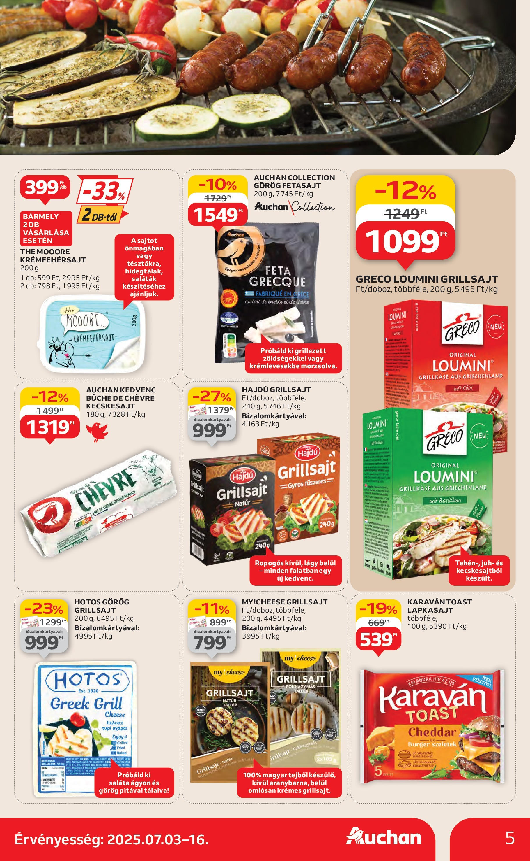Auchan Akciós újság - 2025.07.03. -tól/töl > akció, lapozható szórólap 🛍️ | Oldal: 5 | Termékek: Chili, Lapkasajt, Cheddar, Saláta