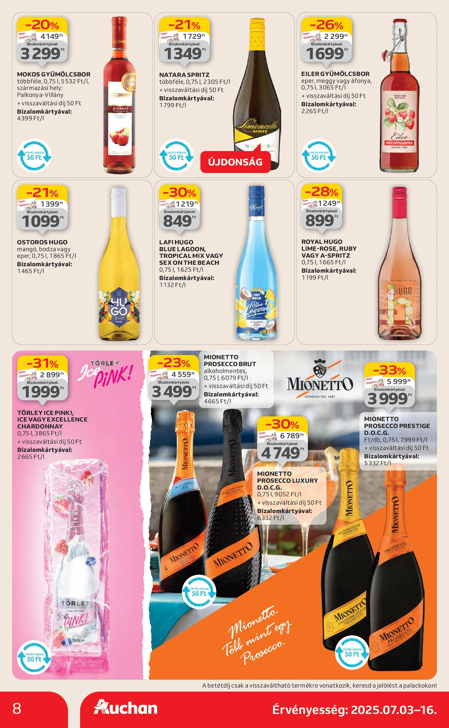 Auchan Akciós újság - 2025.07.03. -tól/töl > akció, lapozható szórólap 🛍️ | Oldal: 8 | Termékek: Eperbor, Meggy