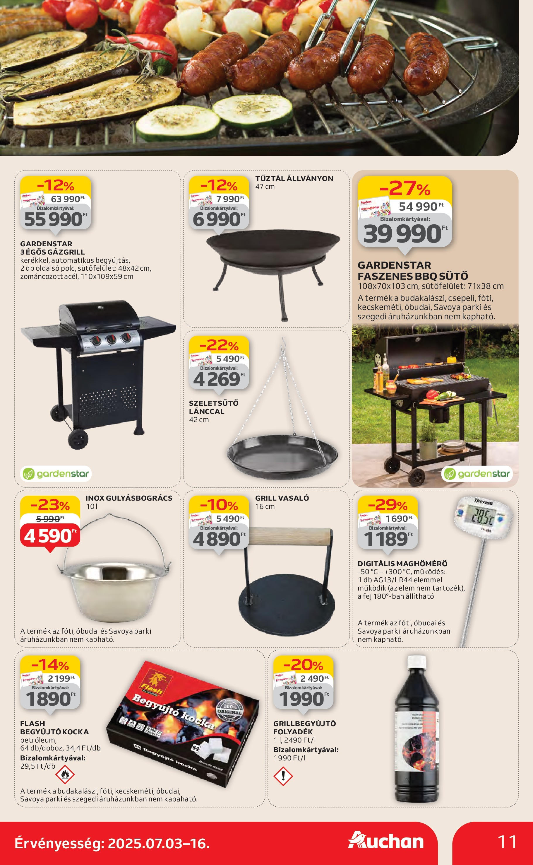 Auchan Akciós újság - 2025.07.03. -tól/töl > akció, lapozható szórólap 🛍️ | Oldal: 11 | Termékek: Sütő, Grill, Vasaló, Gázgrill