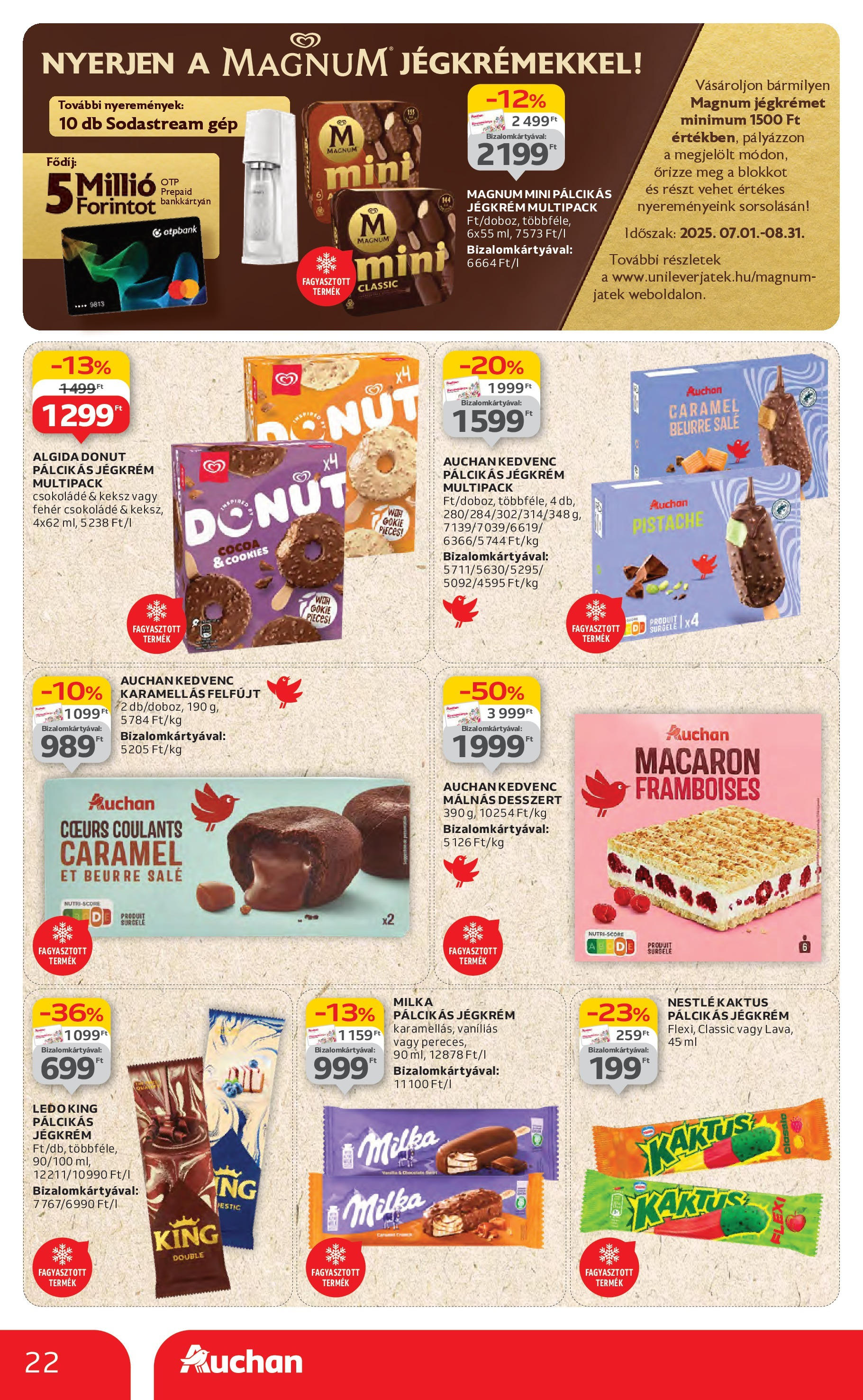 Auchan Akciós újság - 2025.07.03. -tól/töl > akció, lapozható szórólap 🛍️ | Oldal: 22 | Termékek: Magnum, Csokoládé, Jégkrém, Keksz