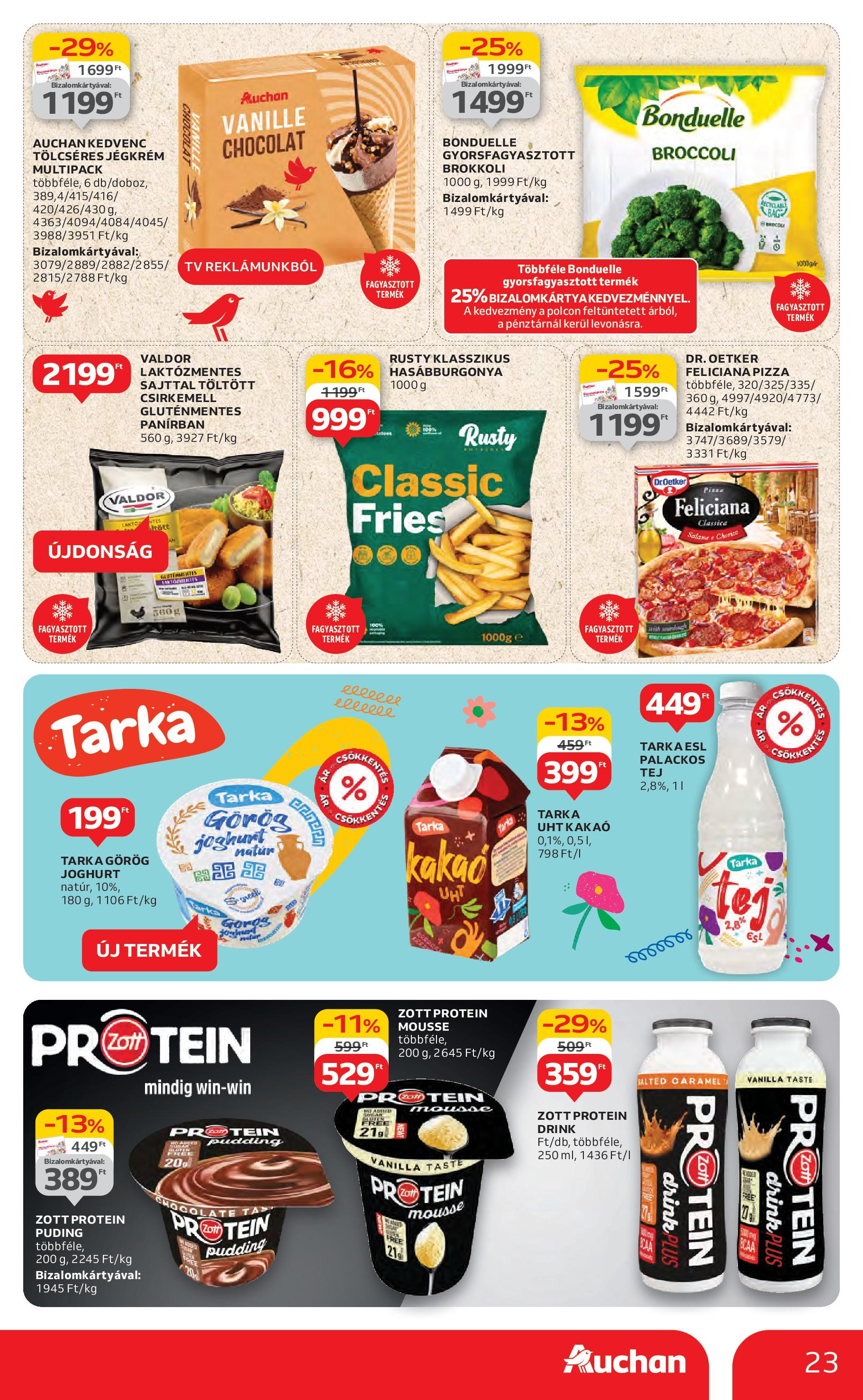 Auchan Akciós újság - 2025.07.03. -tól/töl > akció, lapozható szórólap 🛍️ | Oldal: 23 | Termékek: Tej, Gluténmentes, Brokkoli, Jégkrém