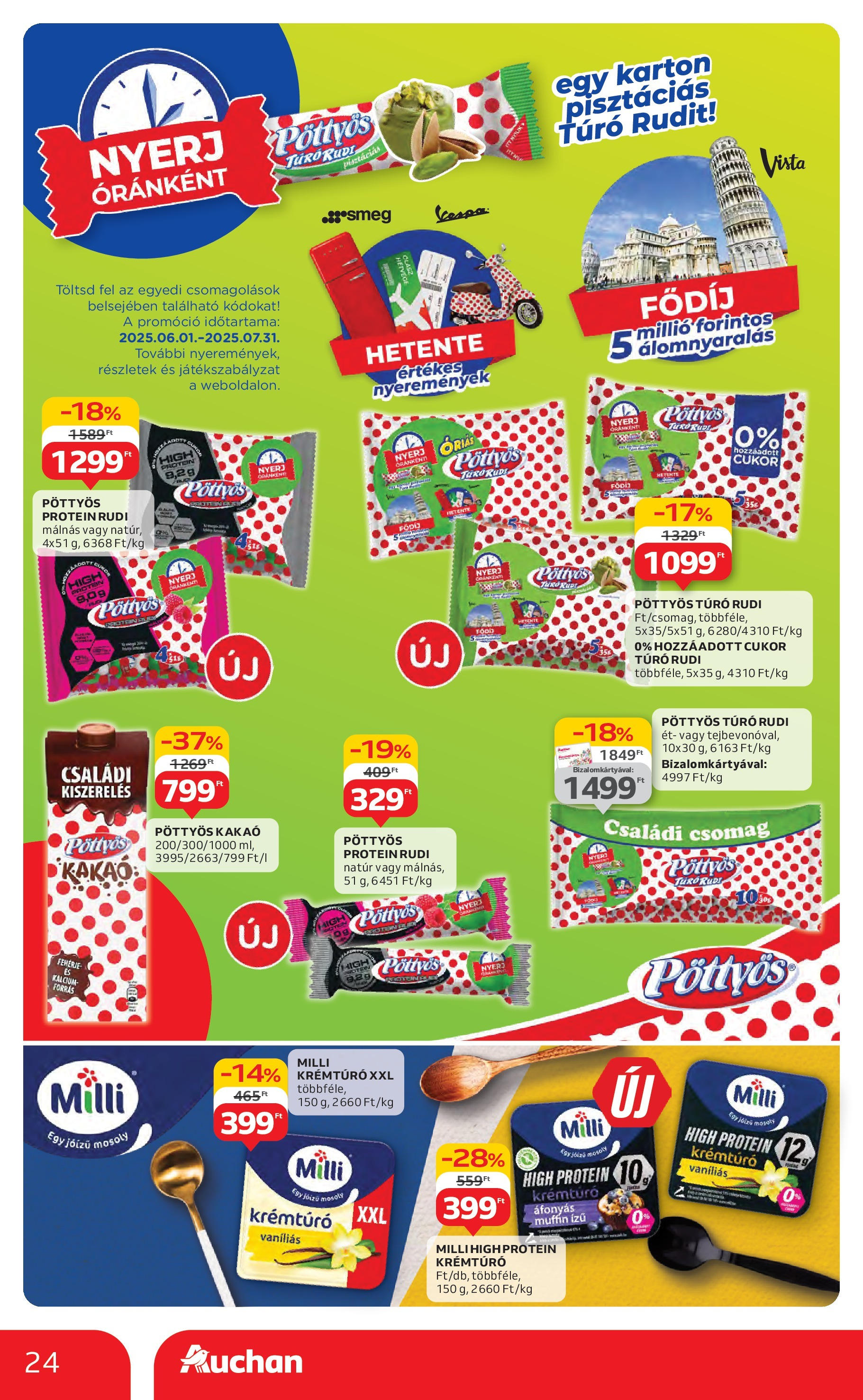 Auchan Akciós újság - 2025.07.03. -tól/töl > akció, lapozható szórólap 🛍️ | Oldal: 24 | Termékek: Protein bar, Muffin, Protein, Túró