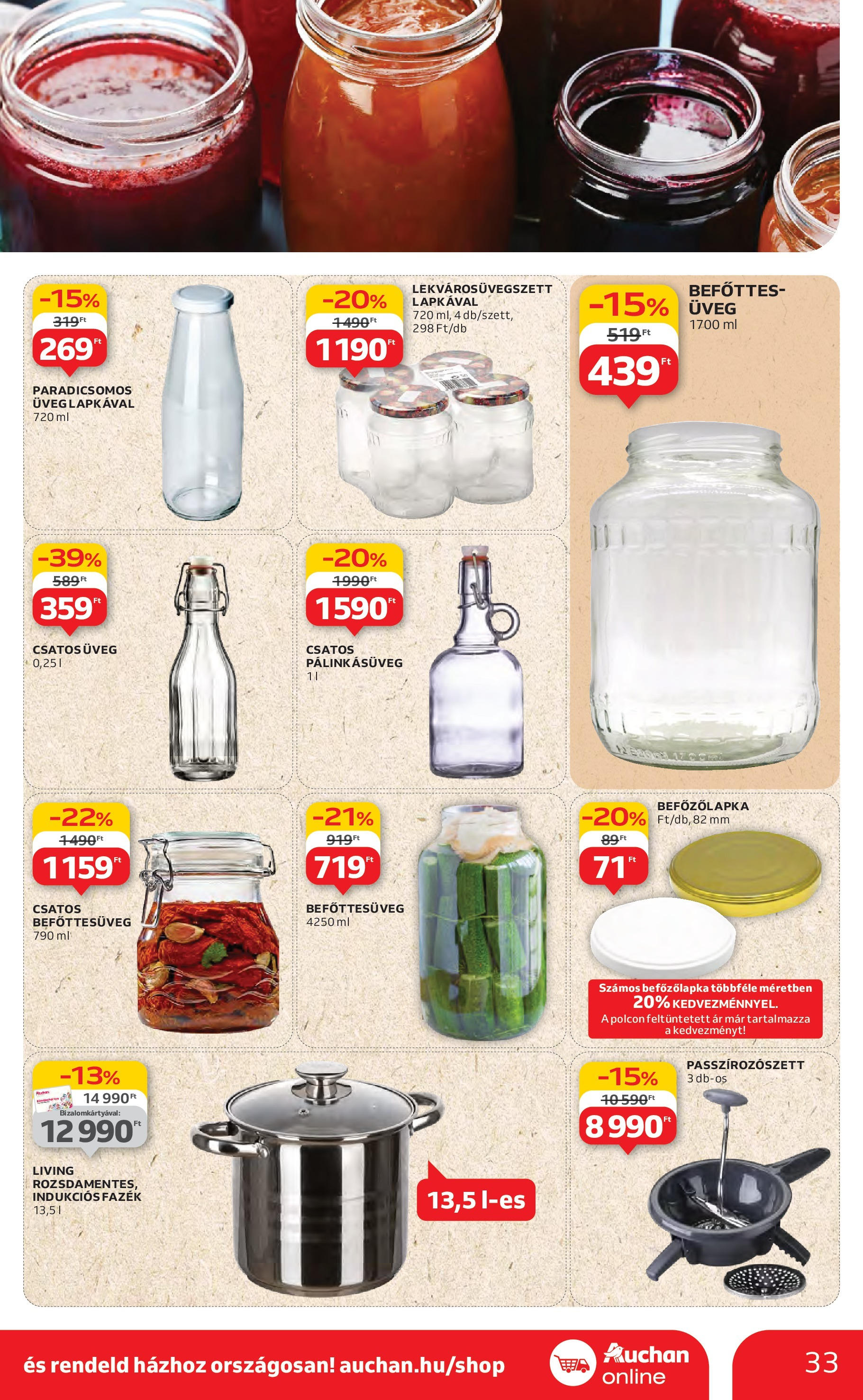 Auchan Akciós újság - 2025.07.03. -tól/töl > akció, lapozható szórólap 🛍️ | Oldal: 33 | Termékek: Befőttesüveg