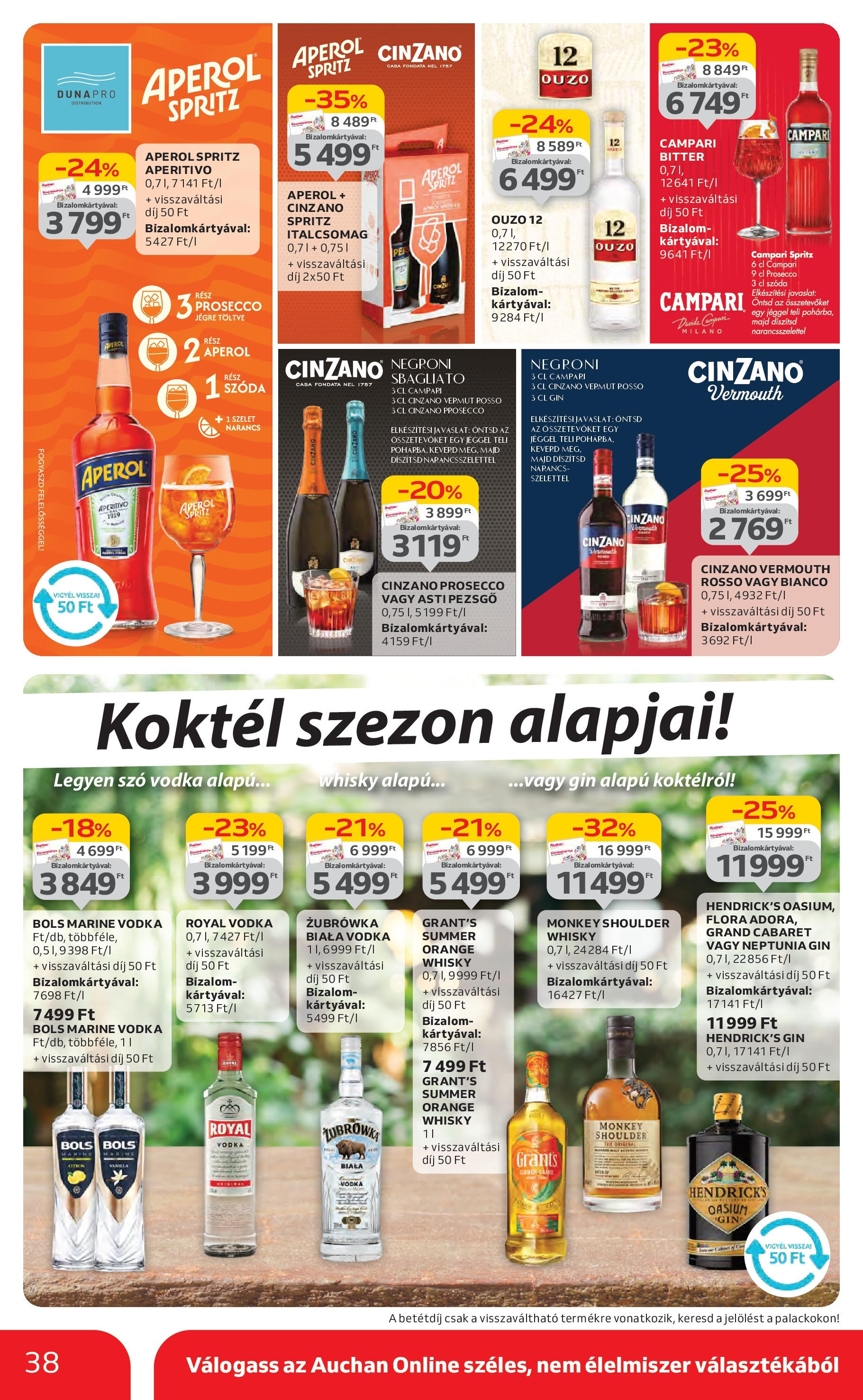 Auchan Akciós újság - 2025.07.03. -tól/töl > akció, lapozható szórólap 🛍️ | Oldal: 38 | Termékek: Pezsgő, Narancs, Gin, Vodka