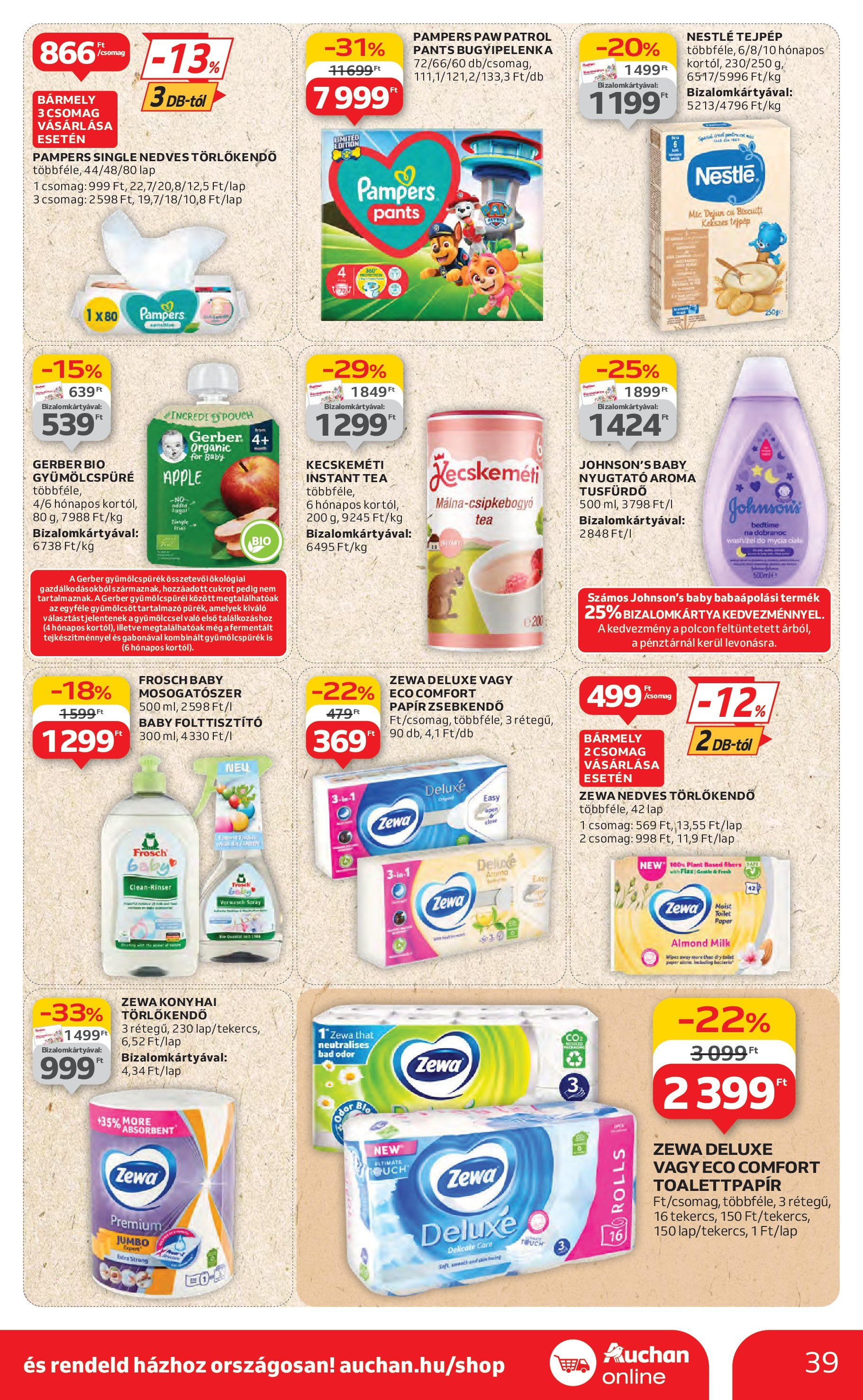 Auchan Akciós újság - 2025.07.03. -tól/töl > akció, lapozható szórólap 🛍️ | Oldal: 39 | Termékek: Törlőkendő, Nedves törlőkendő, Tea, Folttisztító