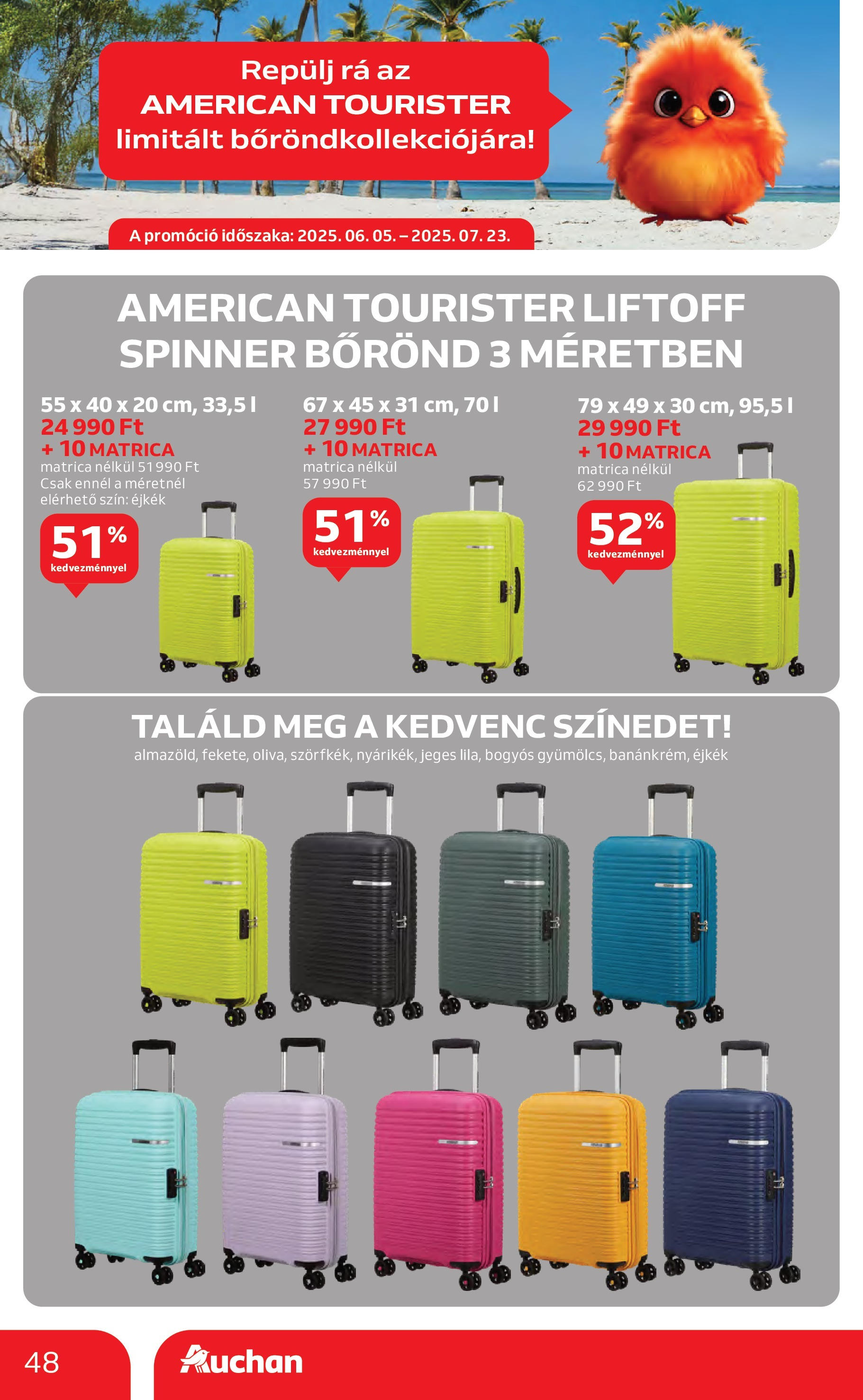 Auchan Akciós újság - 2025.07.03. -tól/töl > akció, lapozható szórólap 🛍️ | Oldal: 48 | Termékek: Bőrönd